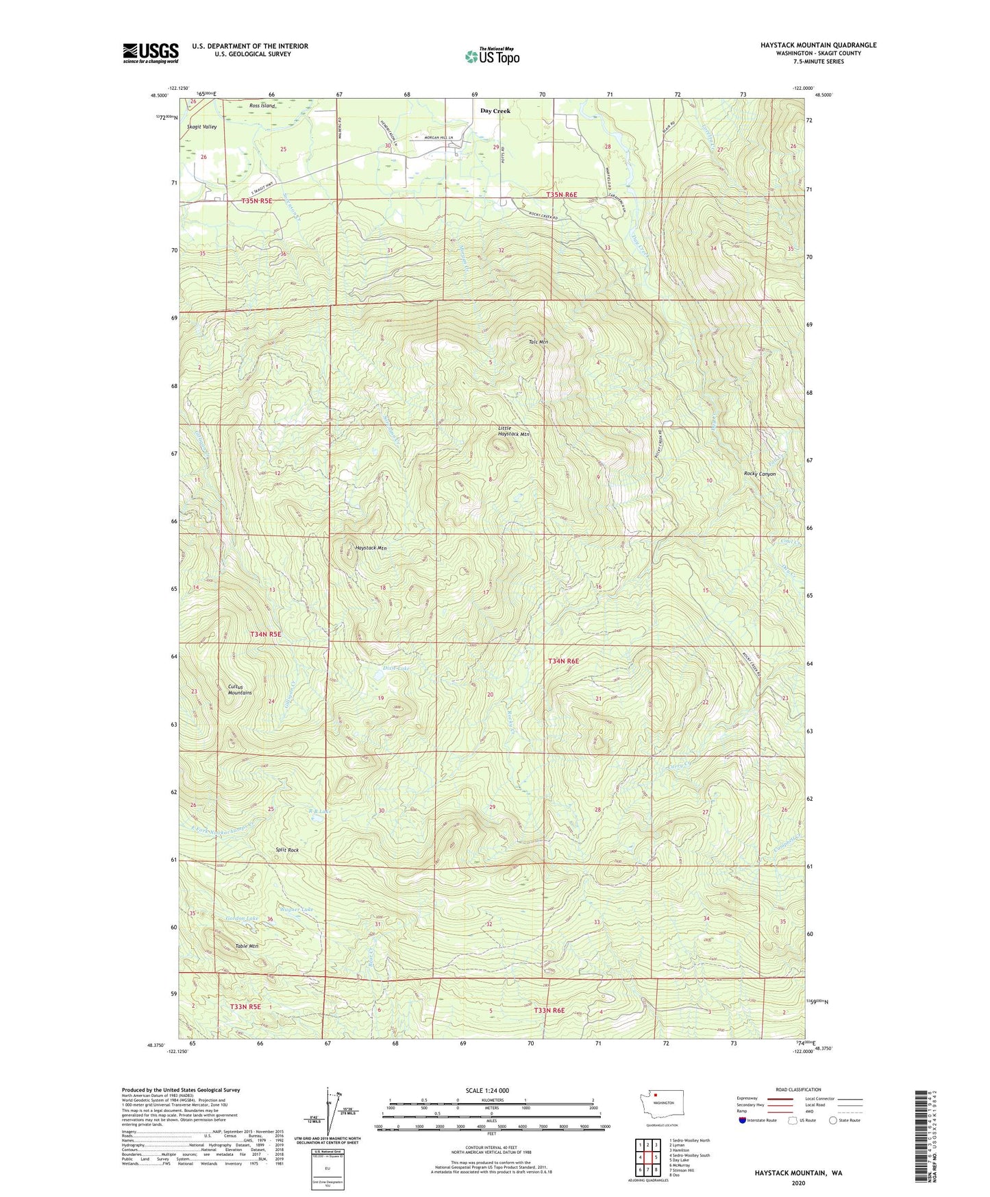Haystack Mountain Washington US Topo Map Image
