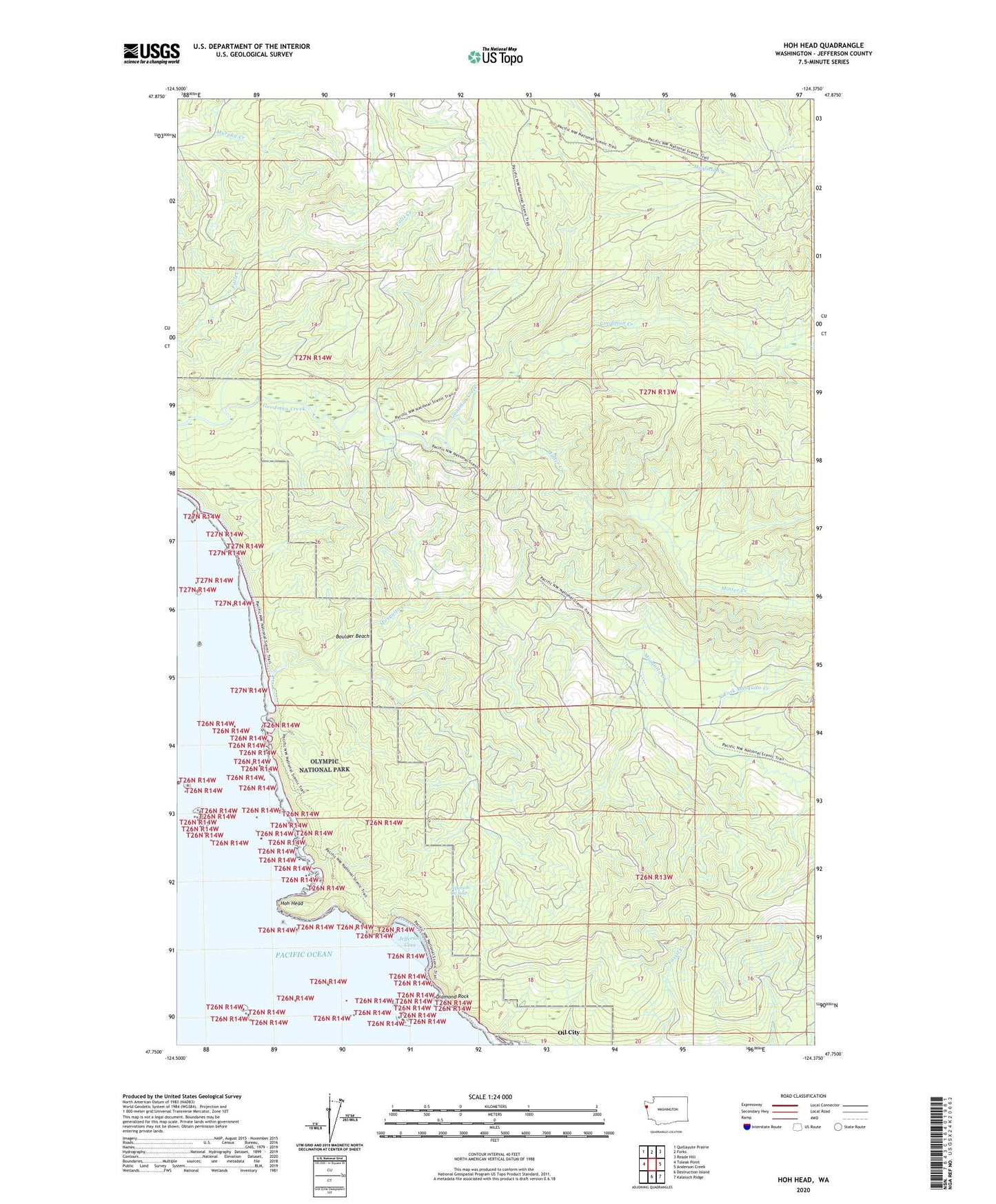 Hoh Head Washington US Topo Map Image