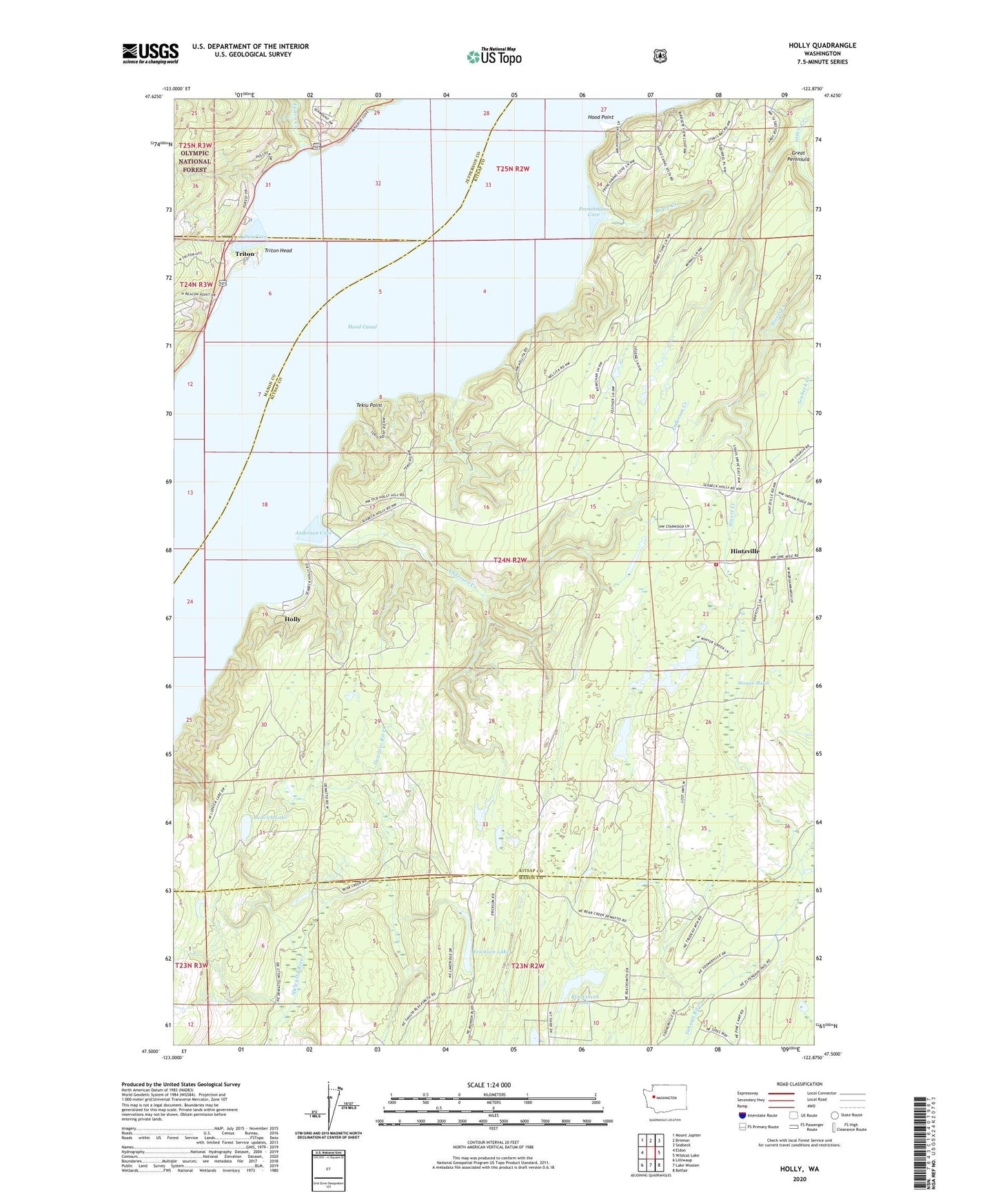 Holly Washington US Topo Map Image