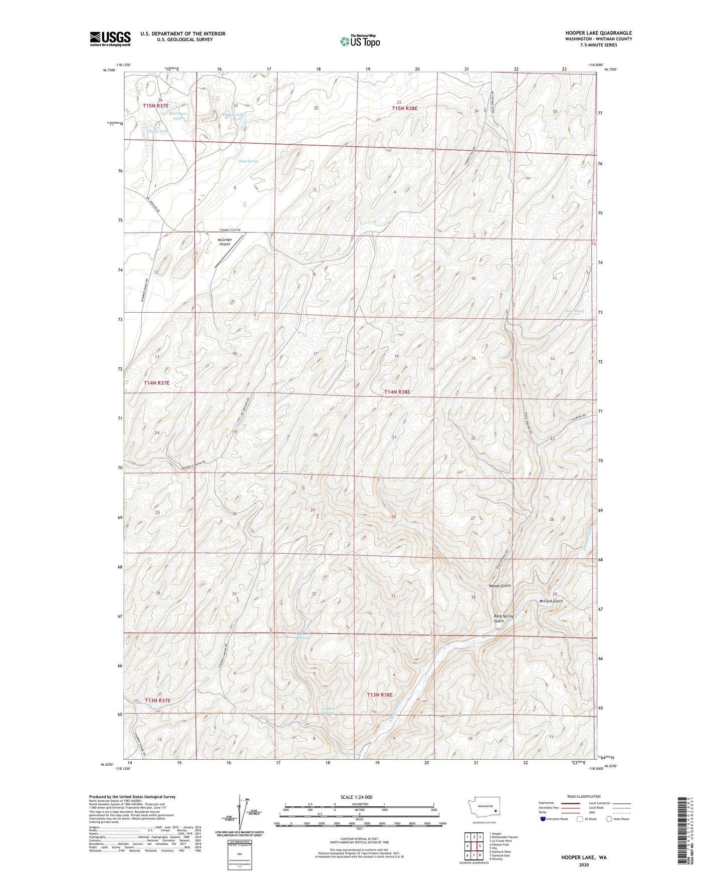 Hooper Lake Washington US Topo Map Image