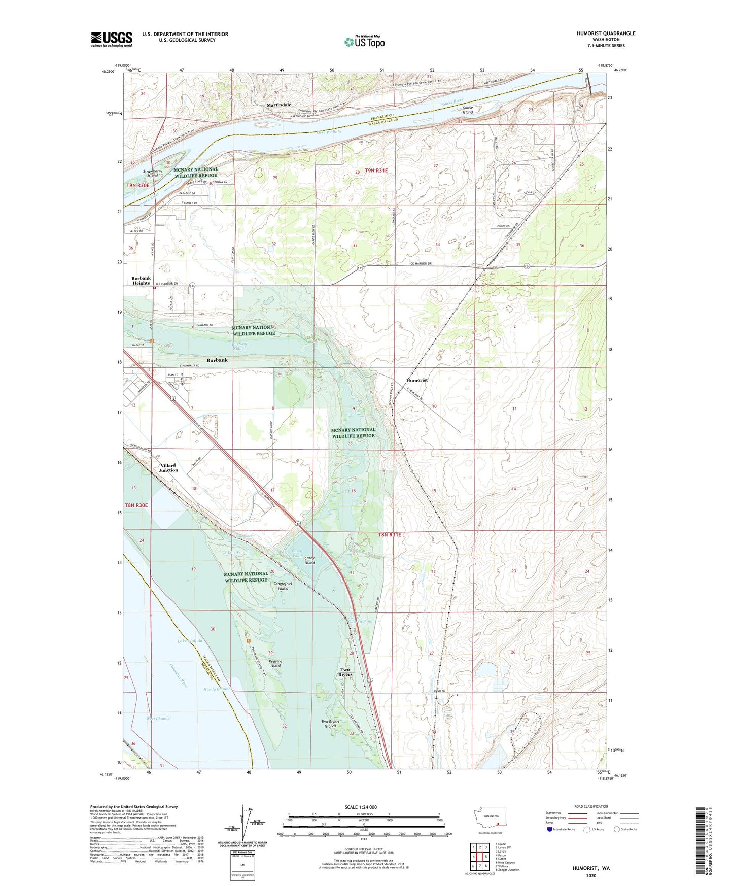 Humorist Washington US Topo Map Image