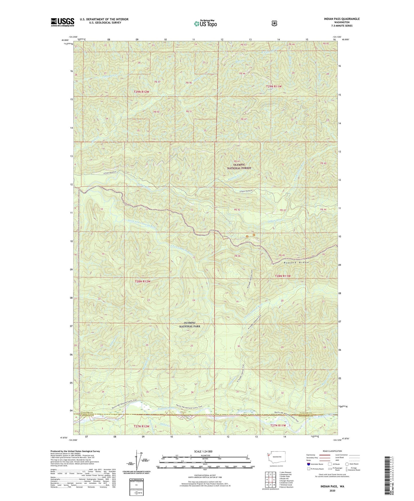 Indian Pass Washington US Topo Map Image