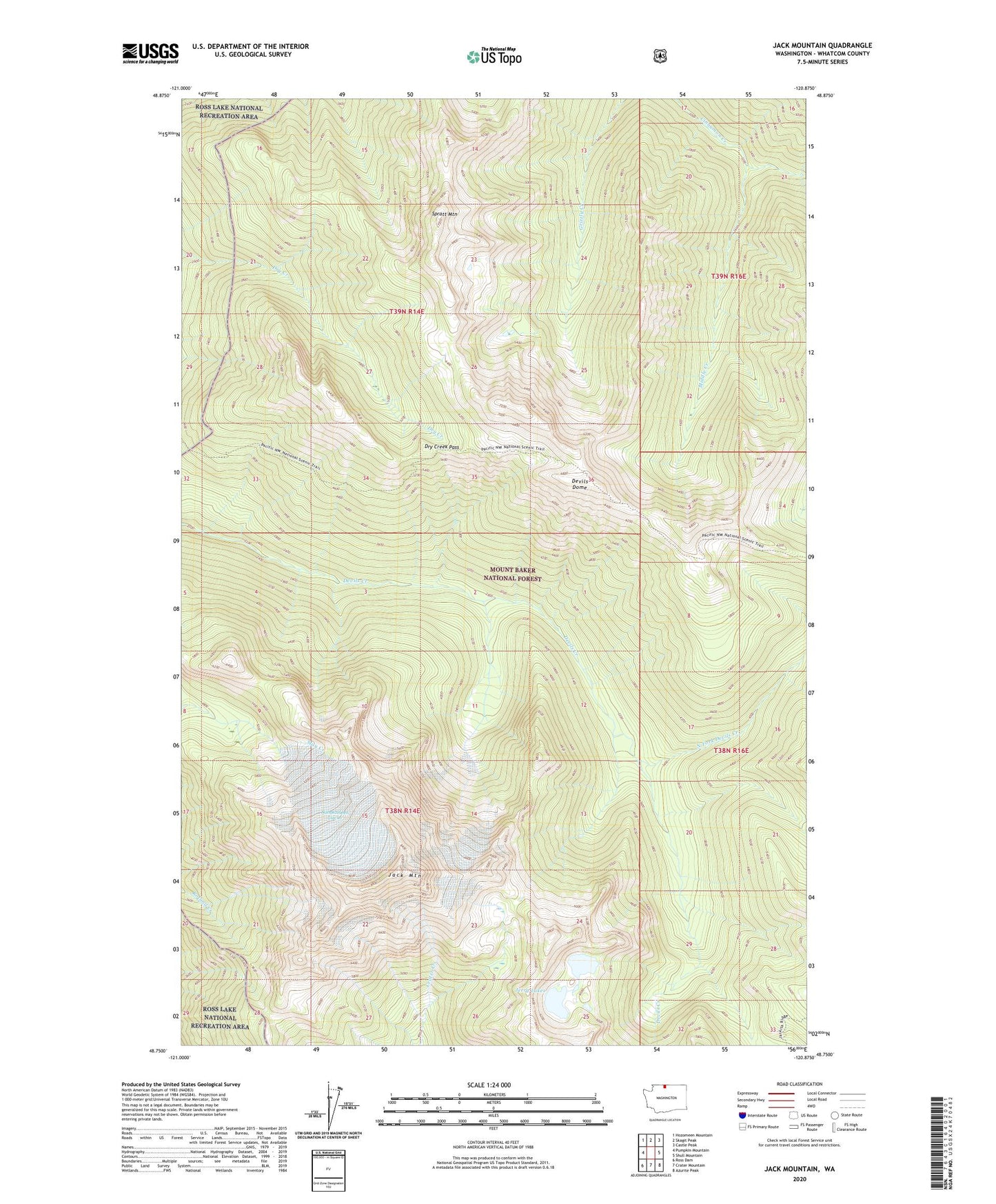 Jack Mountain Washington US Topo Map Image