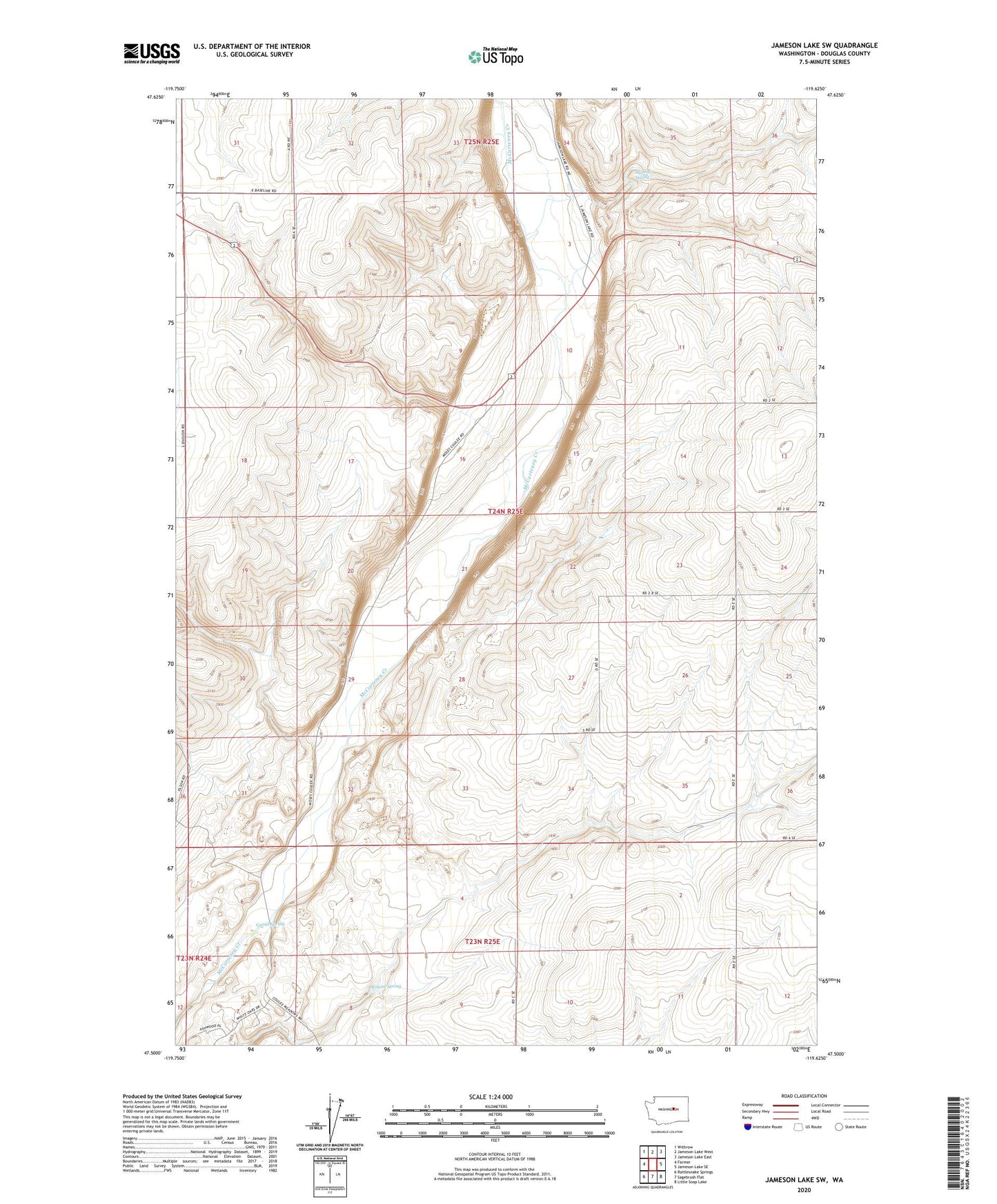 Jameson Lake SW Washington US Topo Map Image