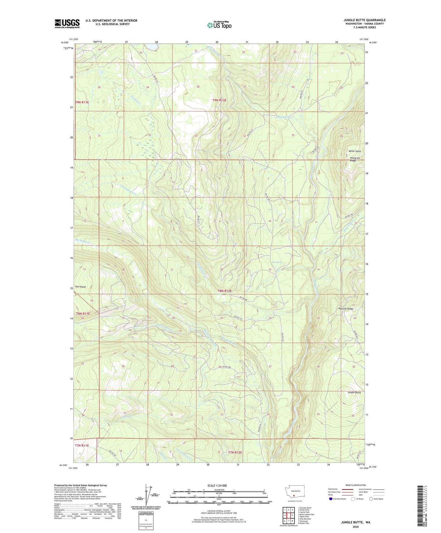 Jungle Butte Washington US Topo Map Image