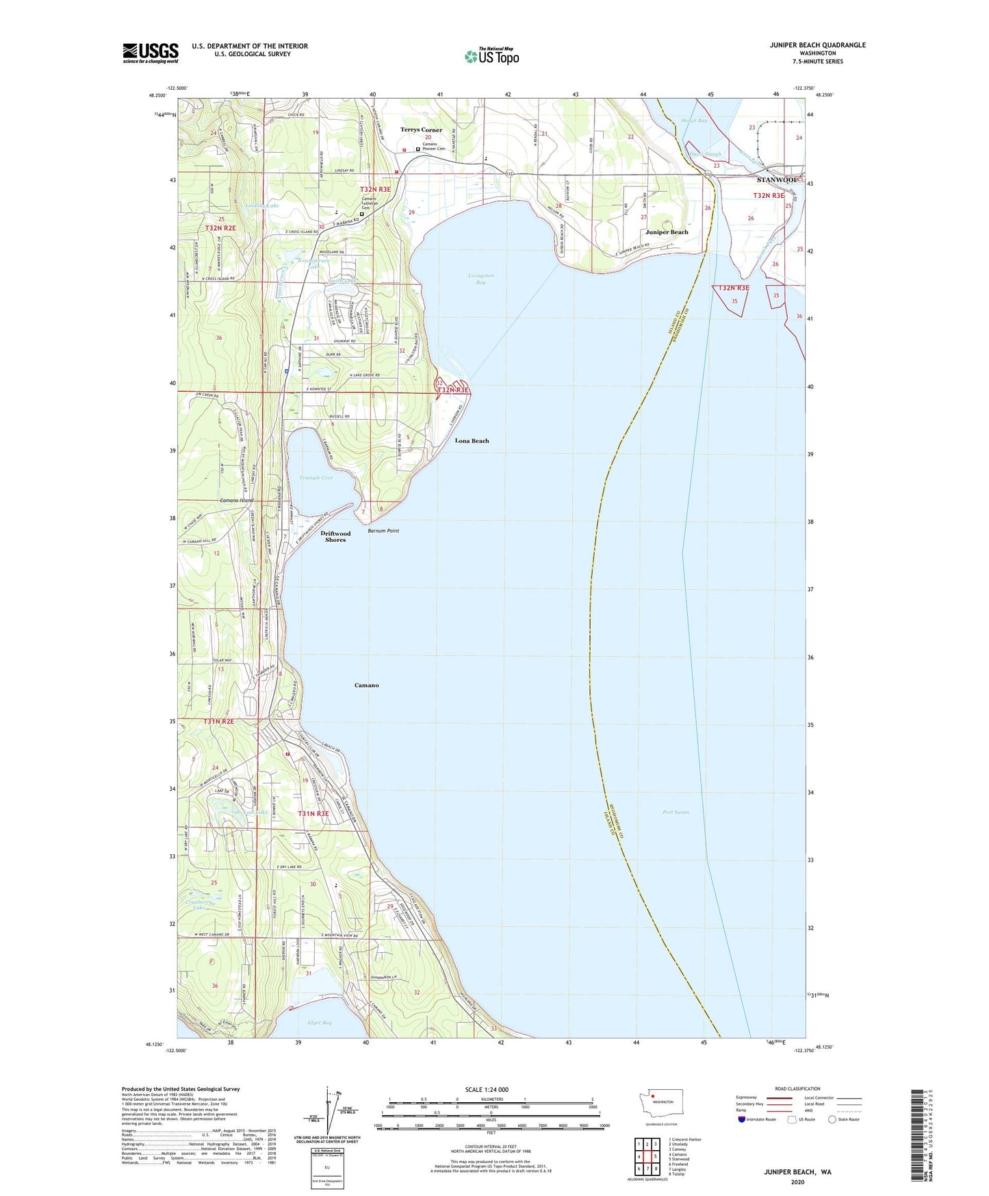 Juniper Beach Washington US Topo Map Image
