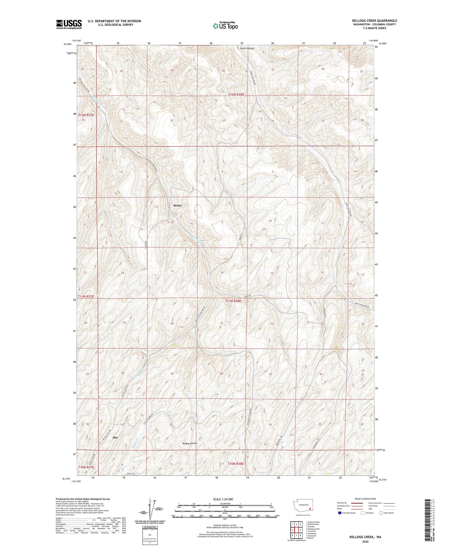 Kellogg Creek Washington US Topo Map Image