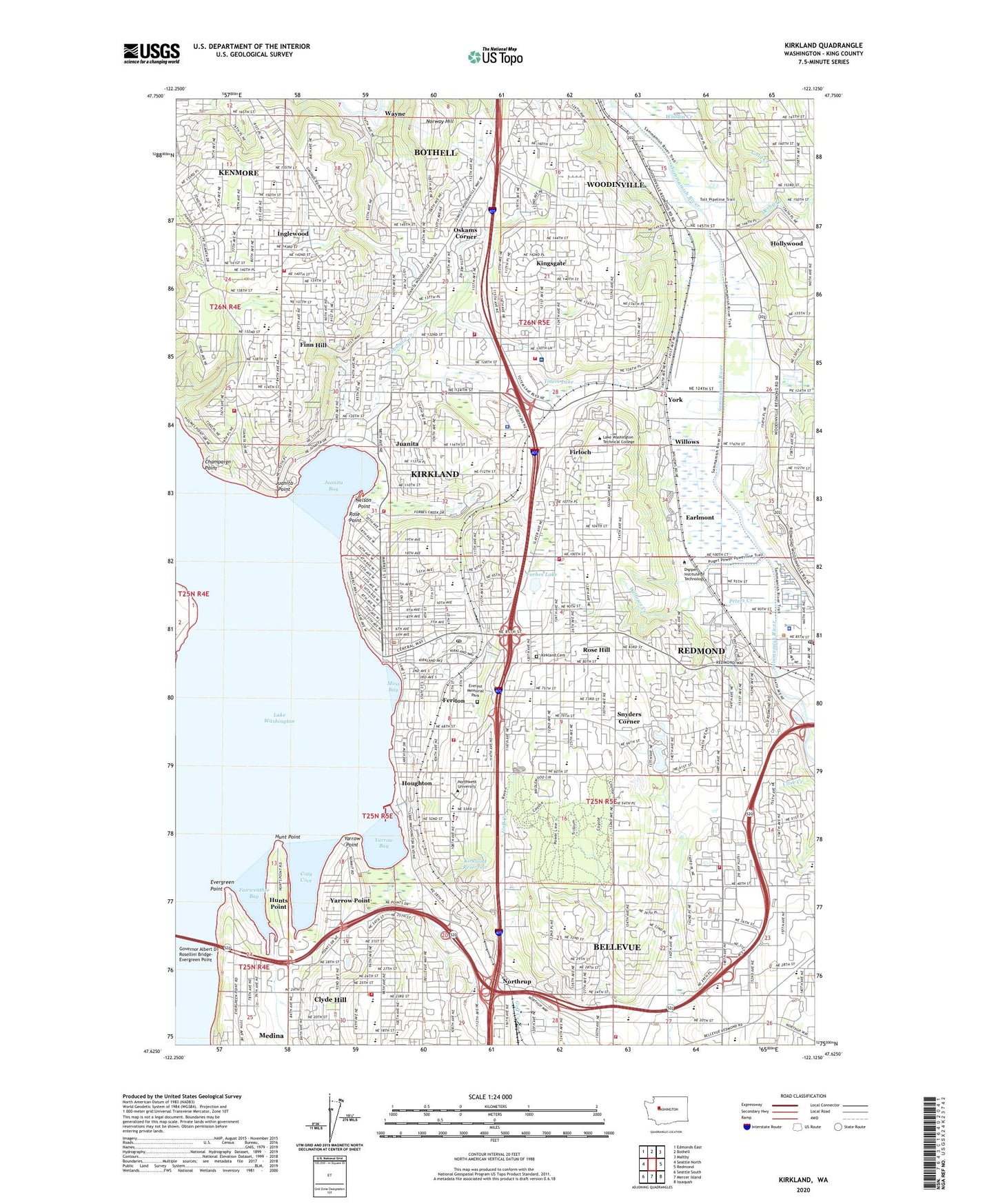 Kirkland Washington US Topo Map Image