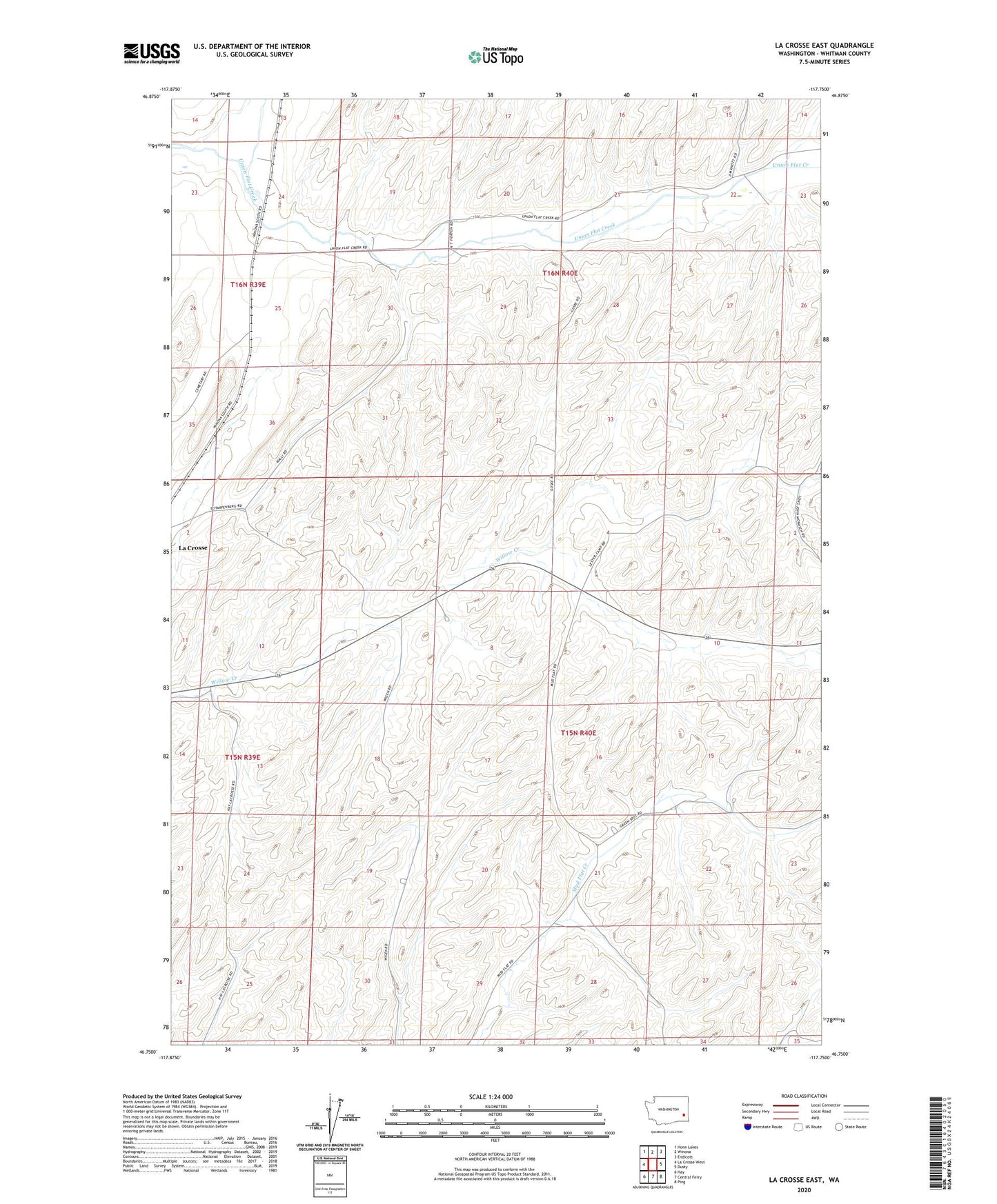 La Crosse East Washington US Topo Map Image