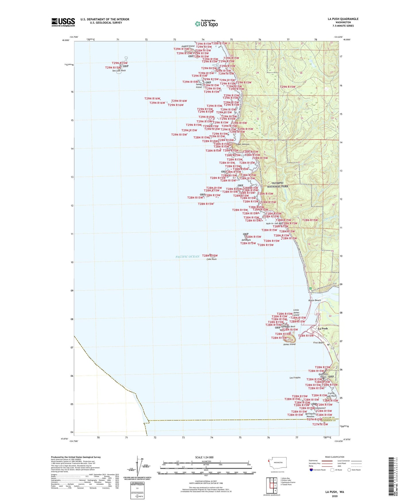 La Push Washington US Topo Map Image