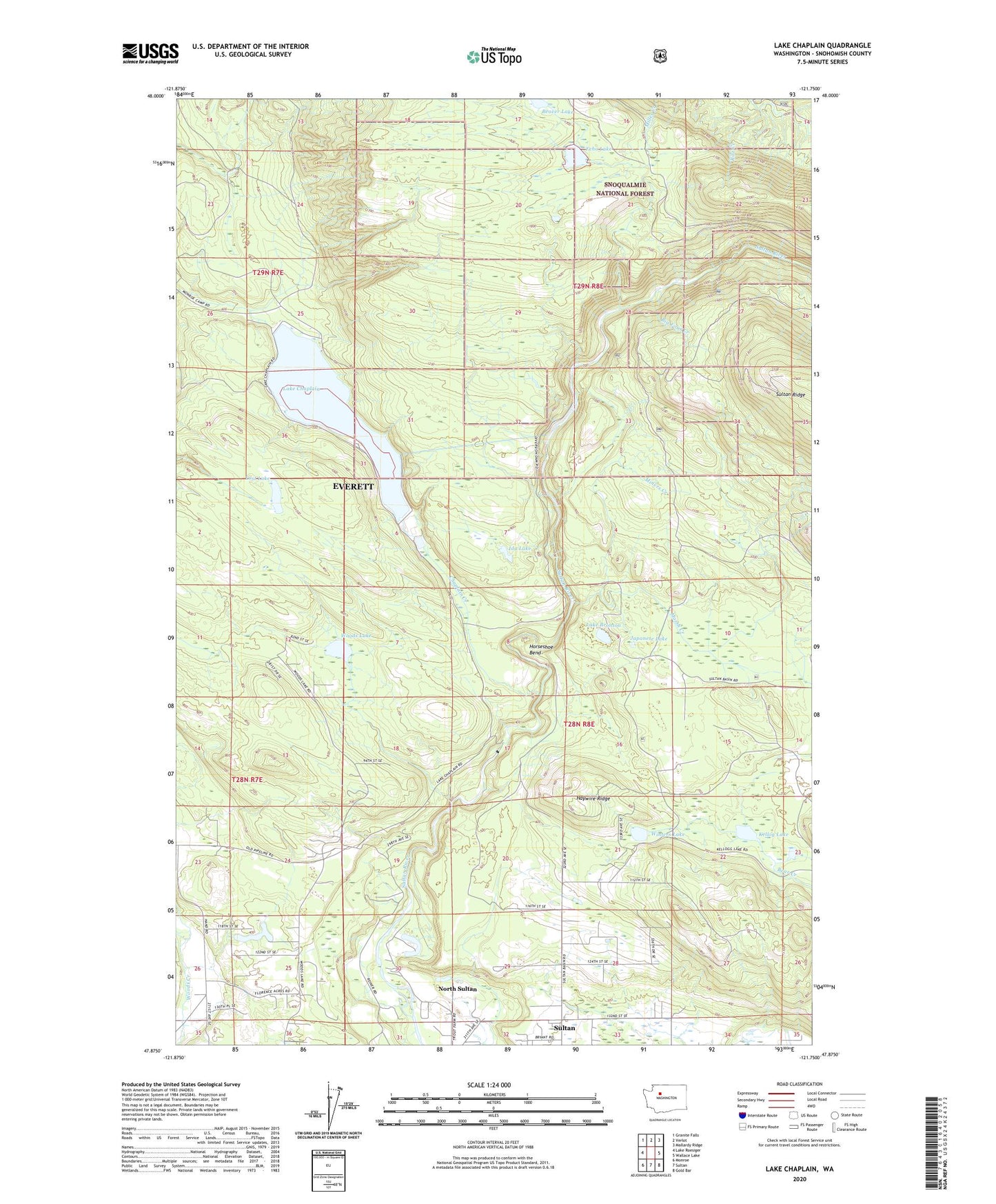 Lake Chaplain Washington US Topo Map Image