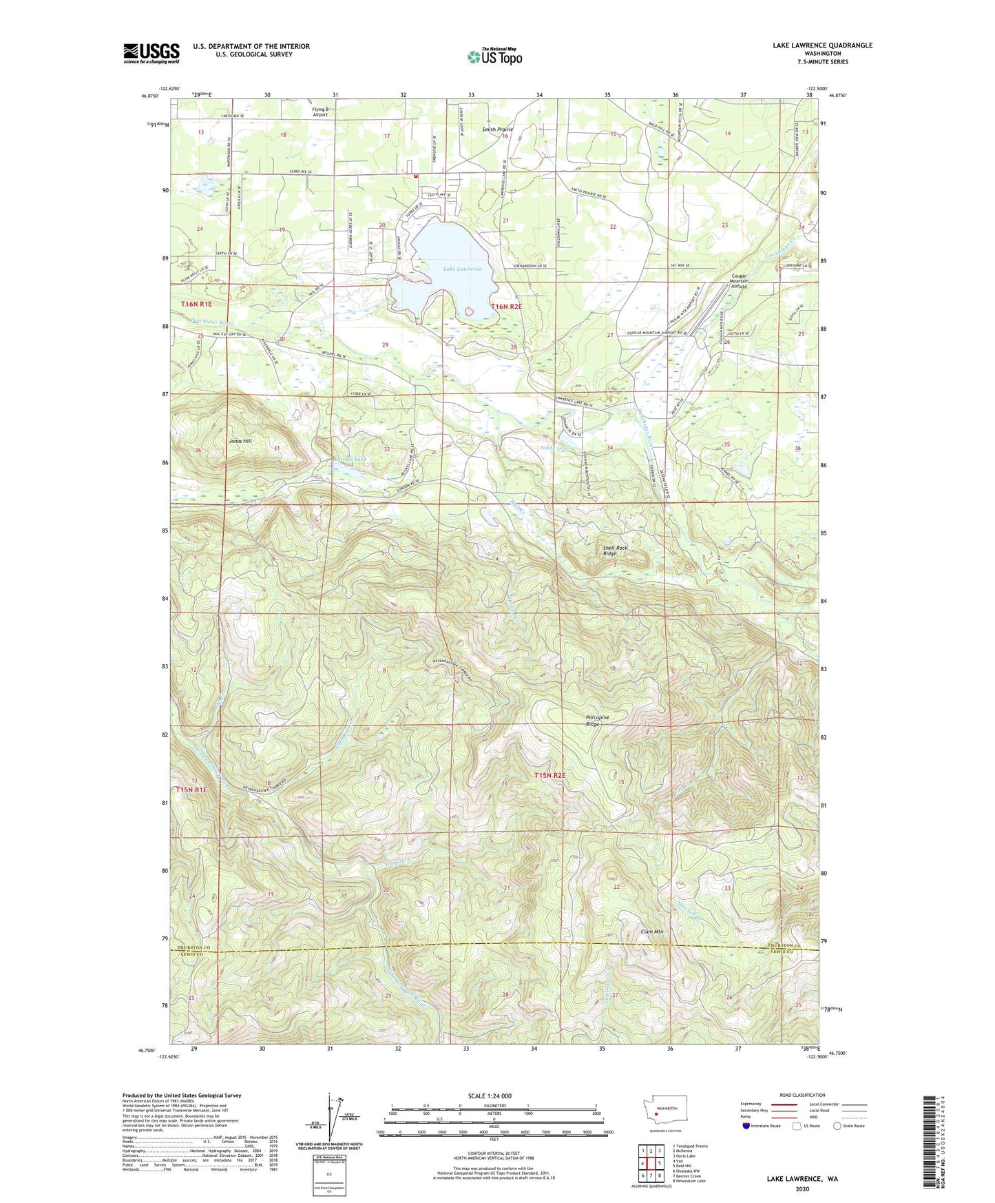Lake Lawrence Washington US Topo Map Image
