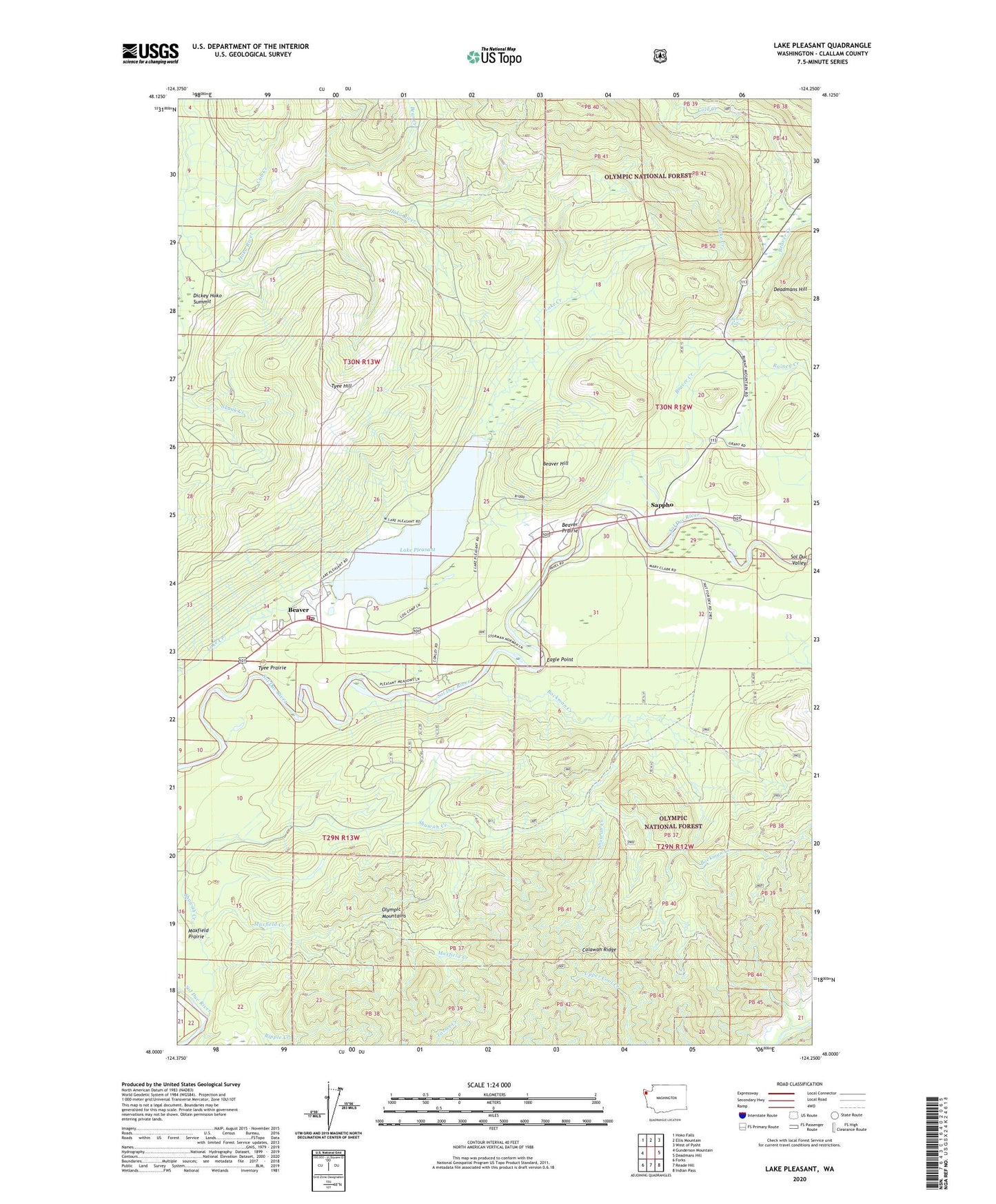 Lake Pleasant Washington US Topo Map Image