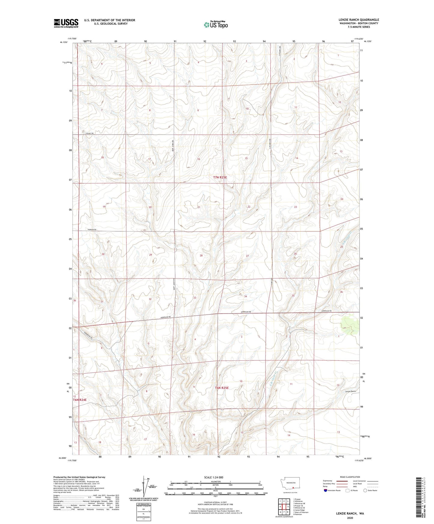 Lenzie Ranch Washington US Topo Map Image