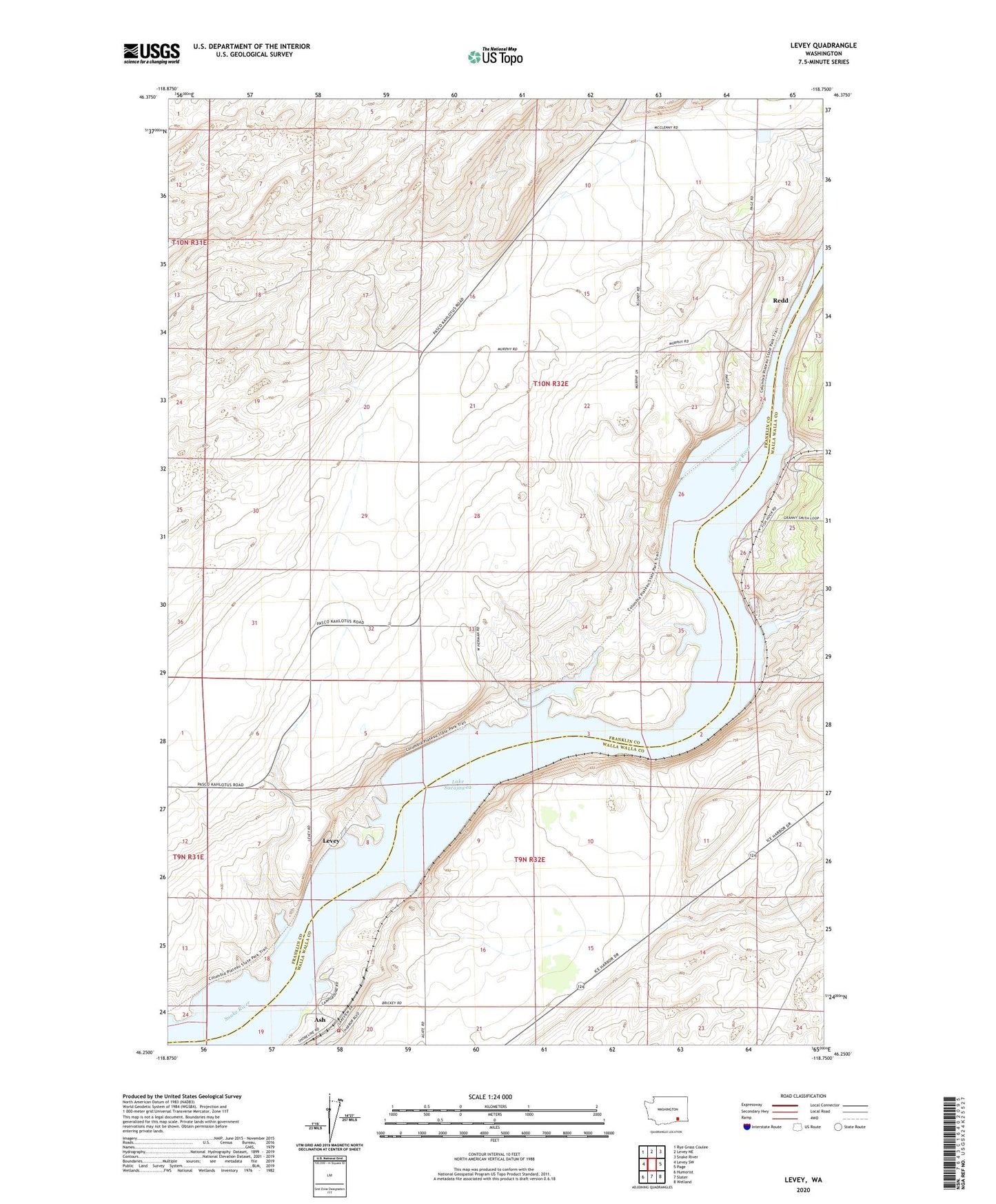 Levey Washington US Topo Map Image