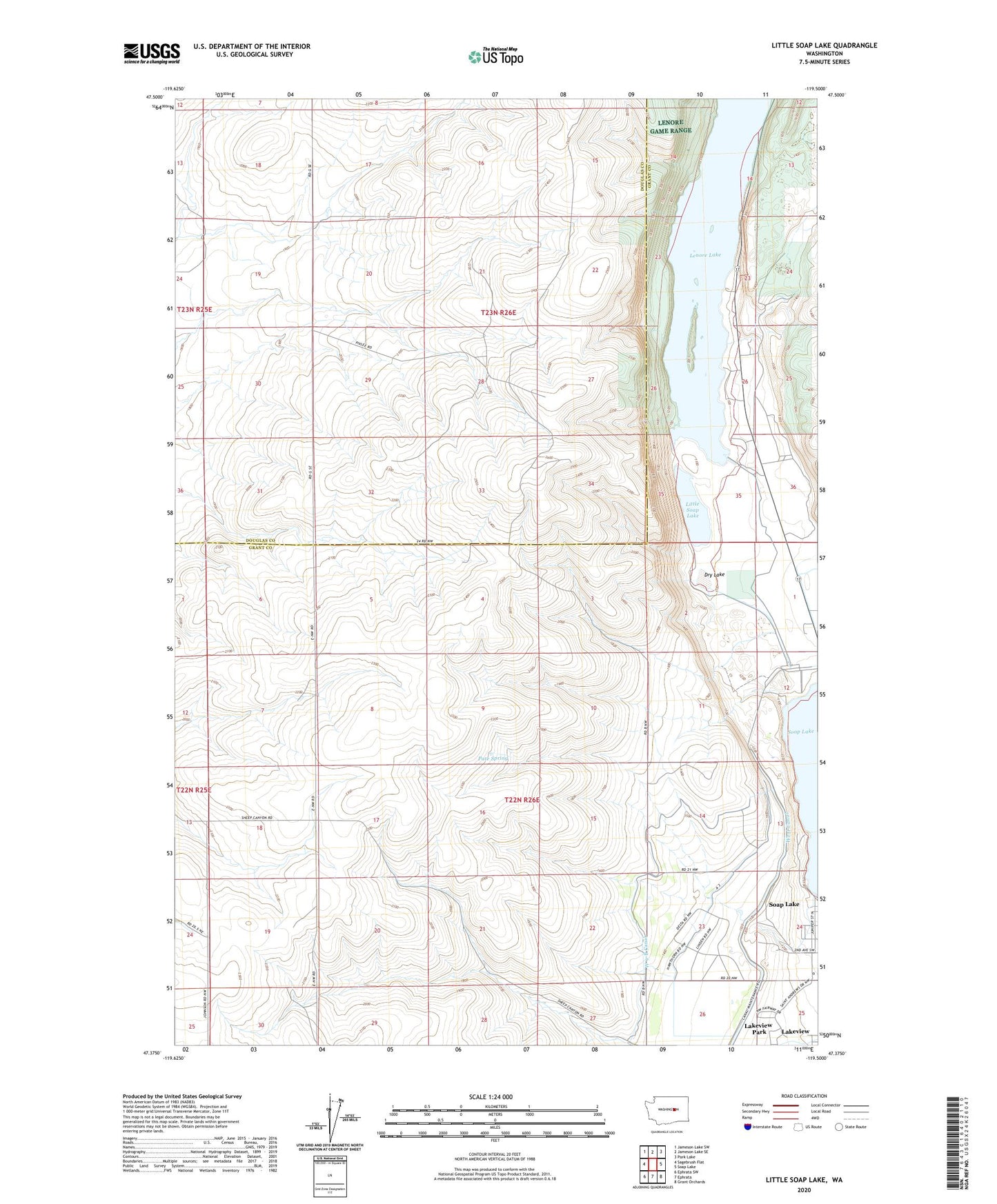 Little Soap Lake Washington US Topo Map Image