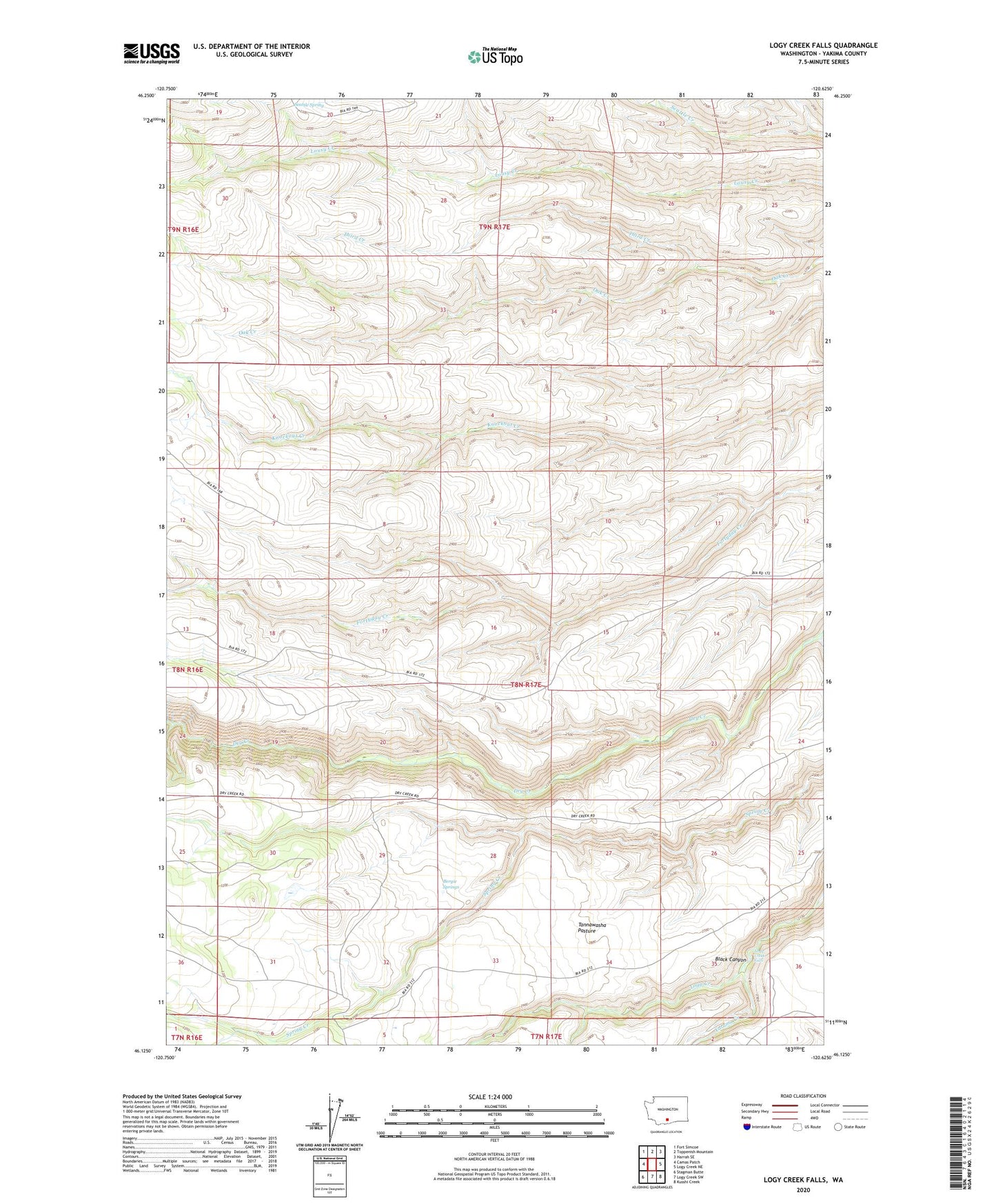 Logy Creek Falls Washington US Topo Map Image