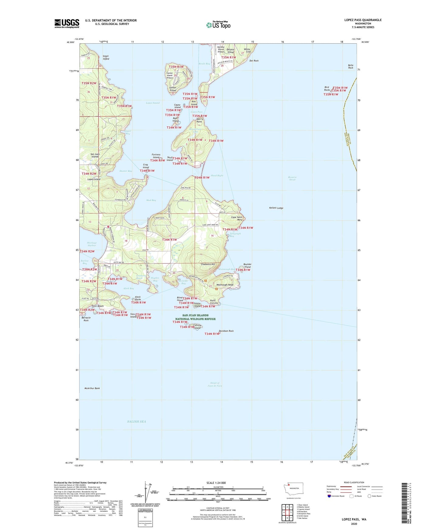 Lopez Pass Washington US Topo Map Image