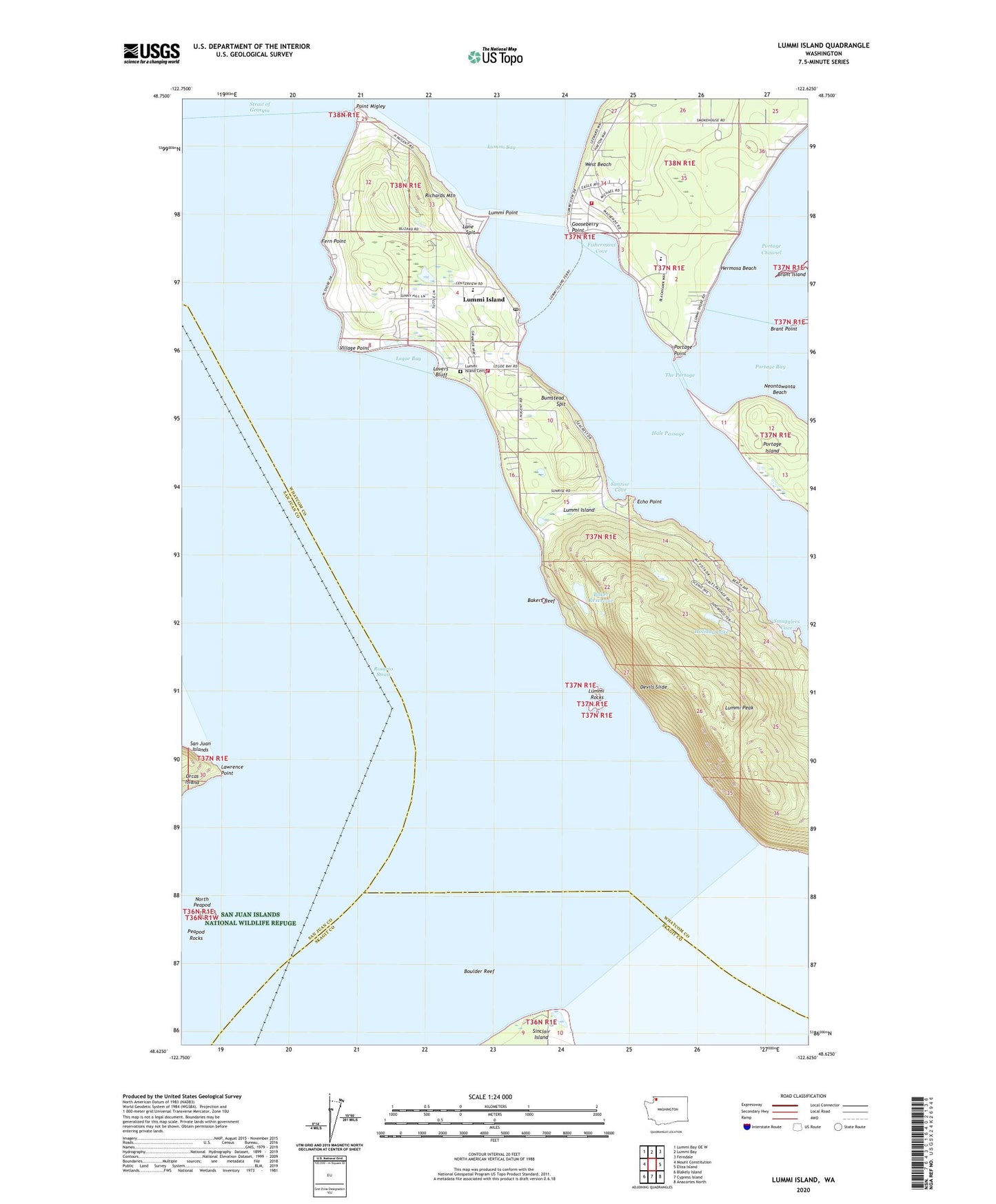 Lummi Island Washington US Topo Map Image
