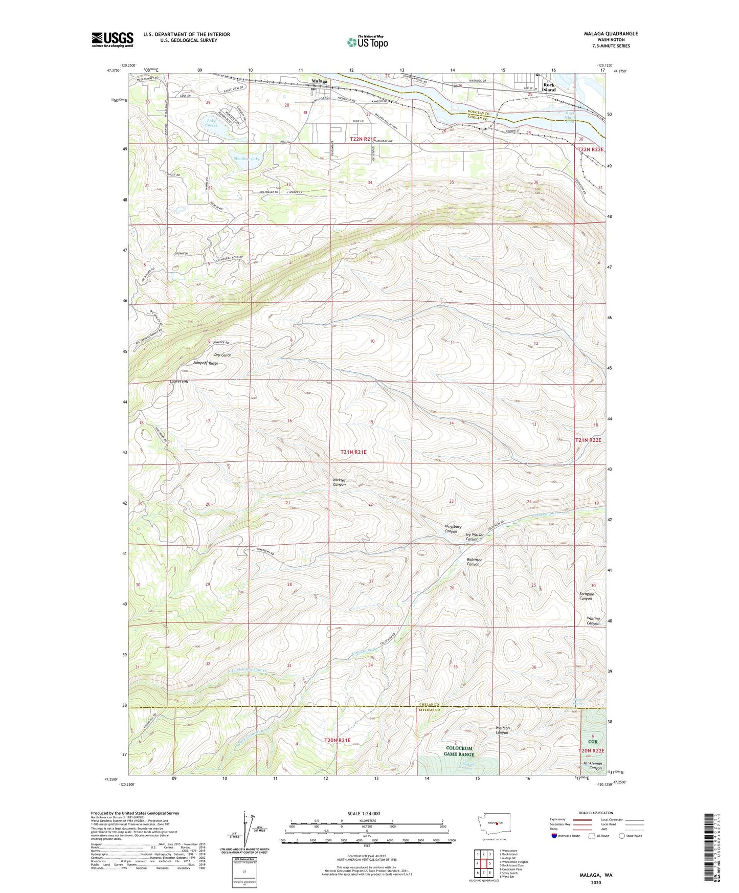 Malaga Washington US Topo Map Image