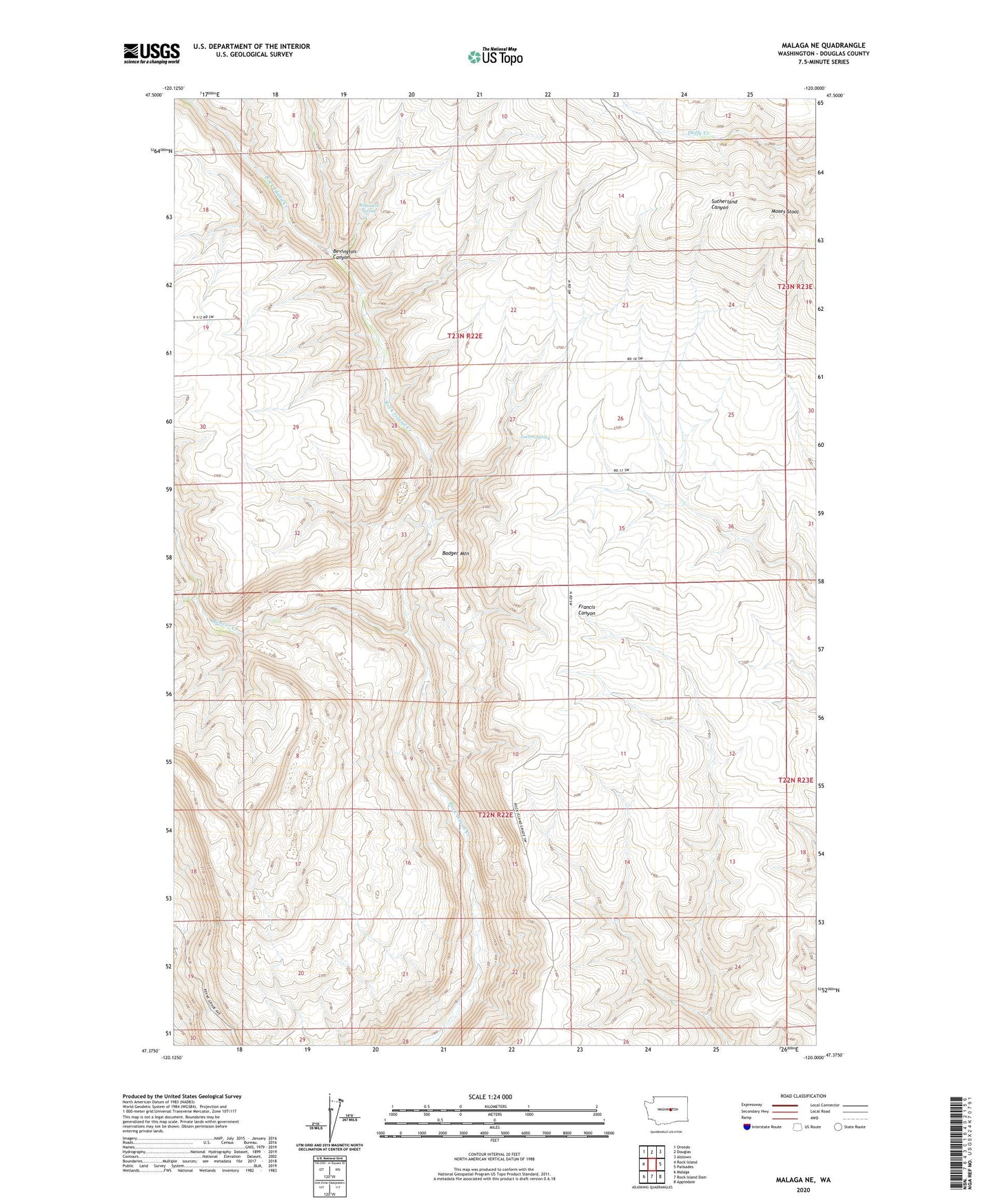Malaga NE Washington US Topo Map Image