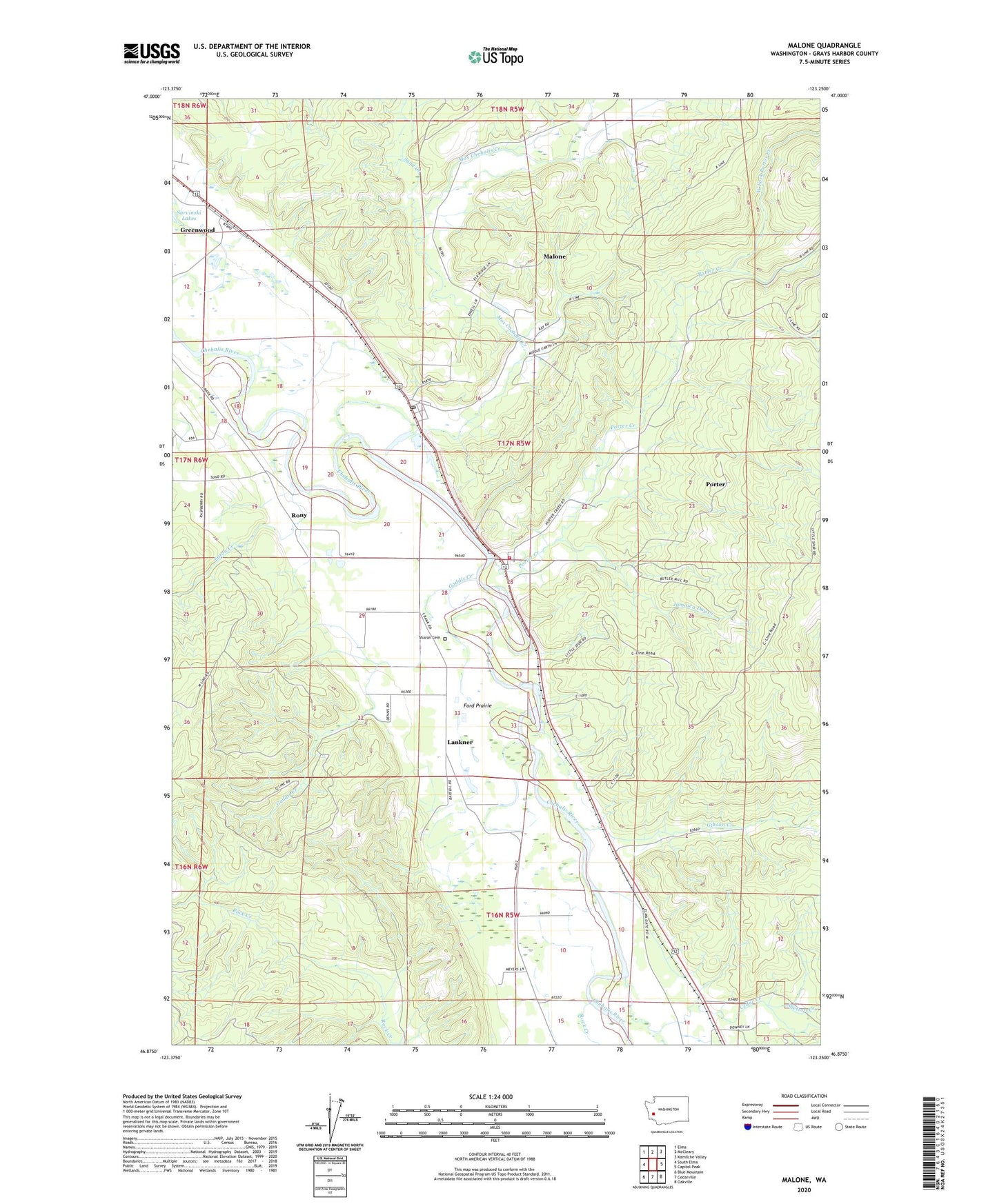 Malone Washington US Topo Map Image