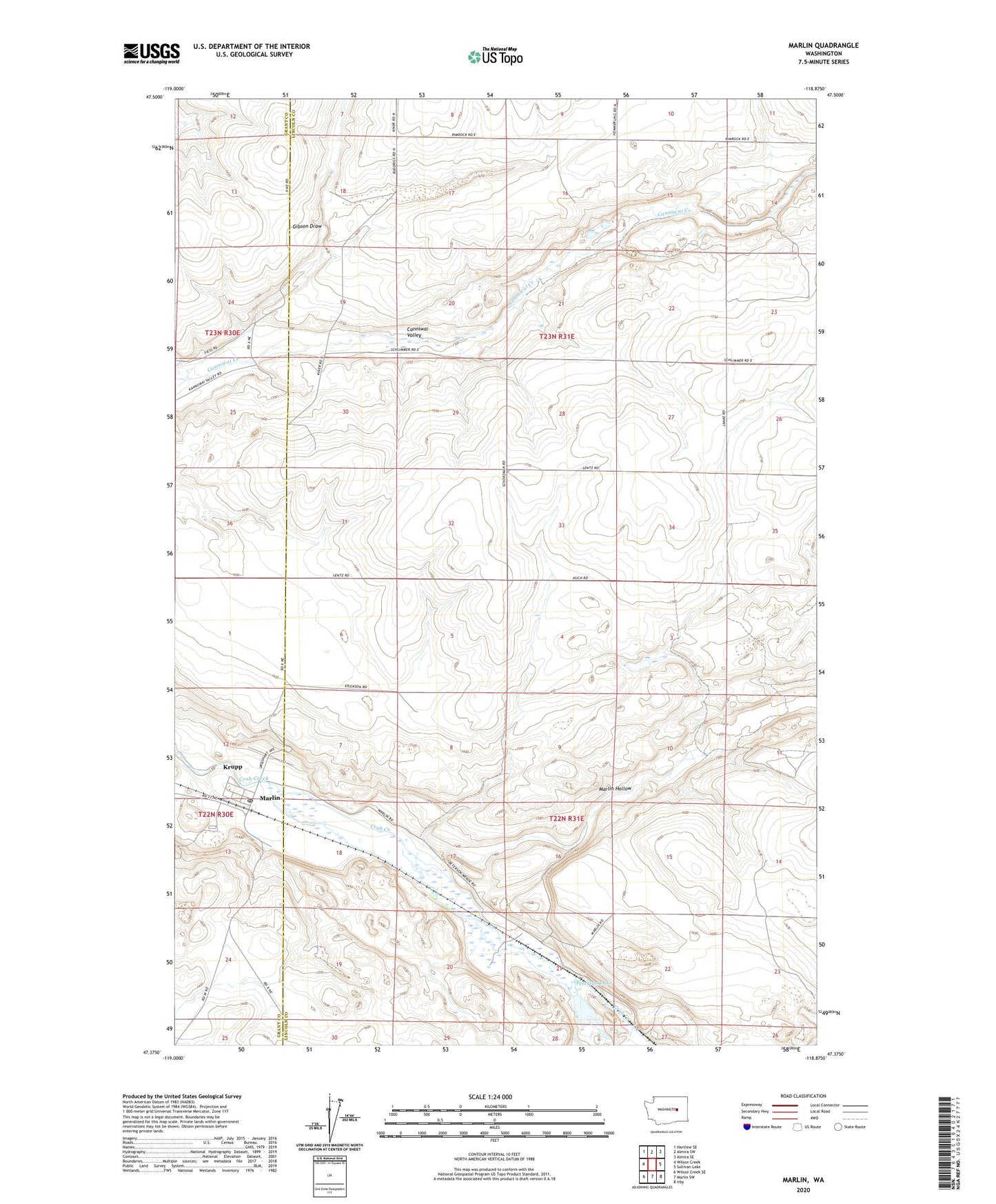 Marlin Washington US Topo Map Image