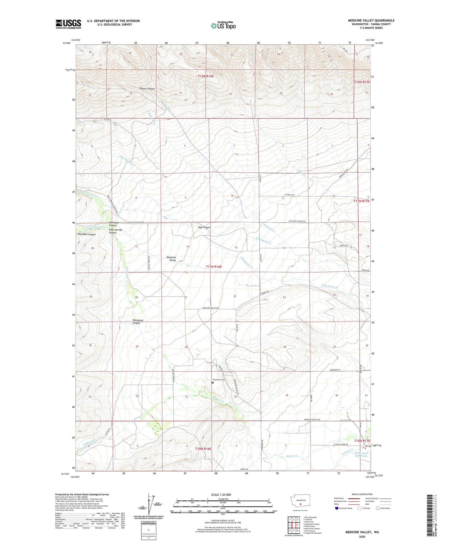 Medicine Valley Washington US Topo Map Image