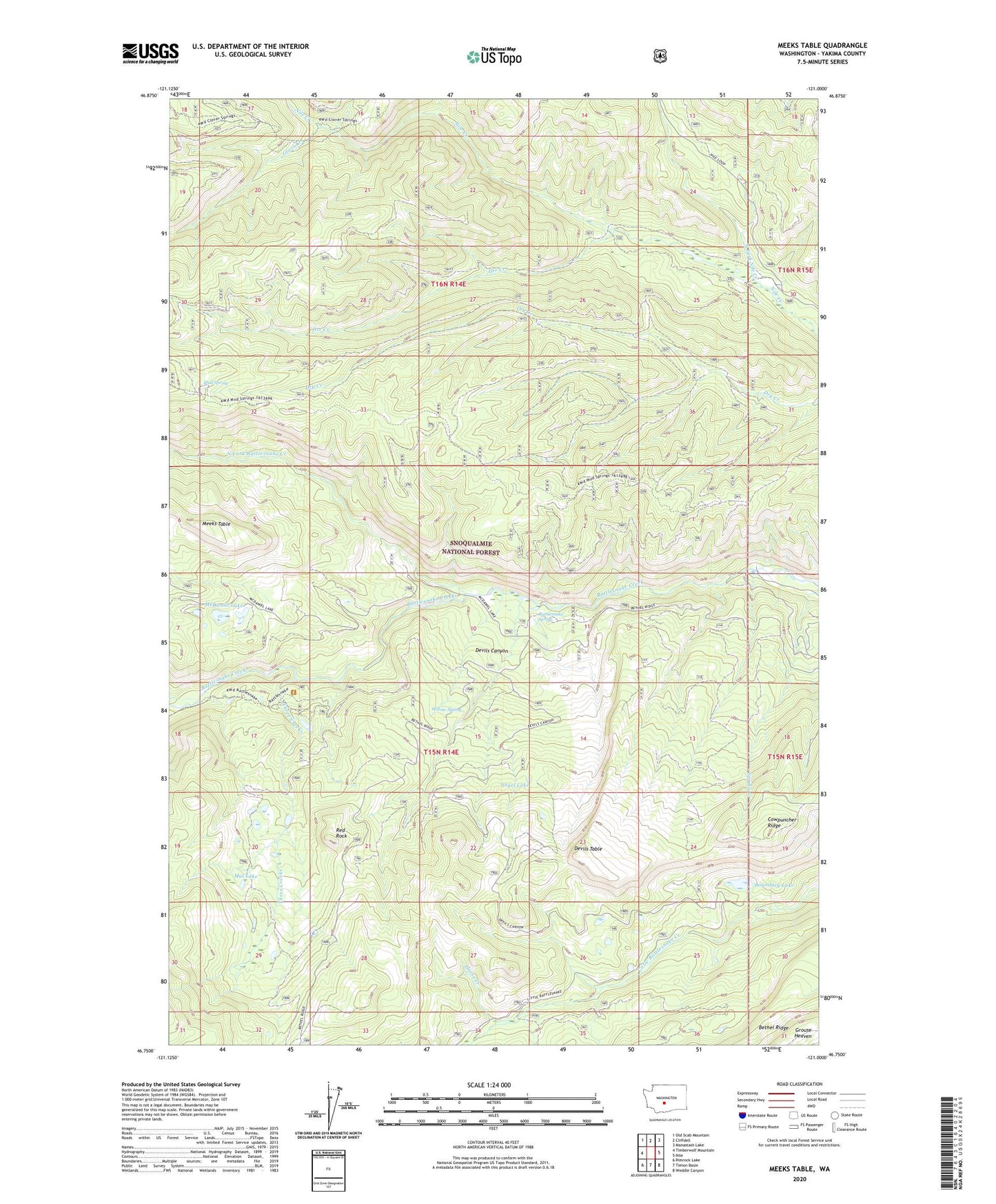 Meeks Table Washington US Topo Map Image