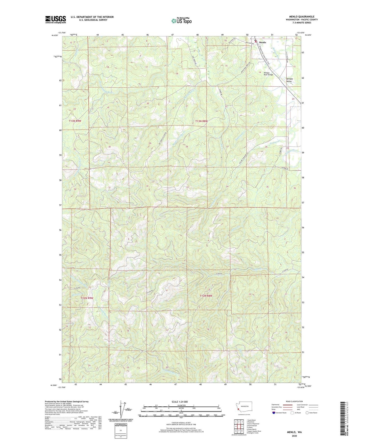 Menlo Washington US Topo Map Image
