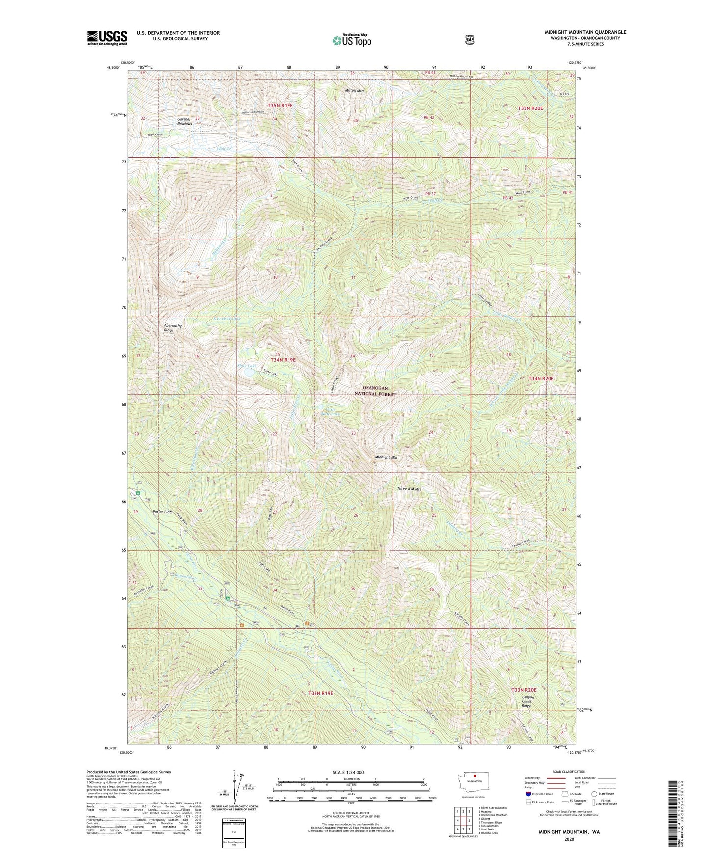 Midnight Mountain Washington US Topo Map Image