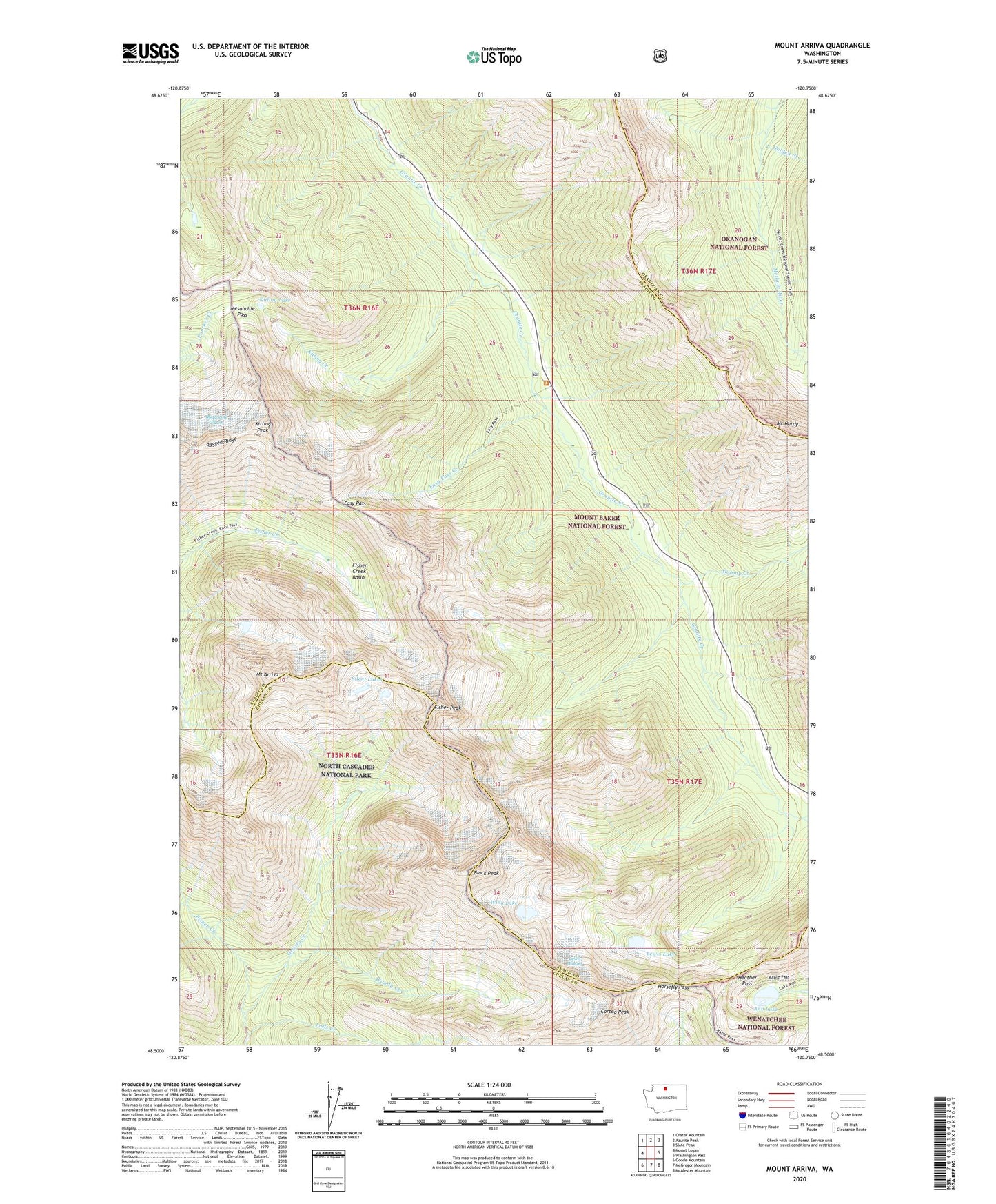 Mount Arriva Washington US Topo Map Image