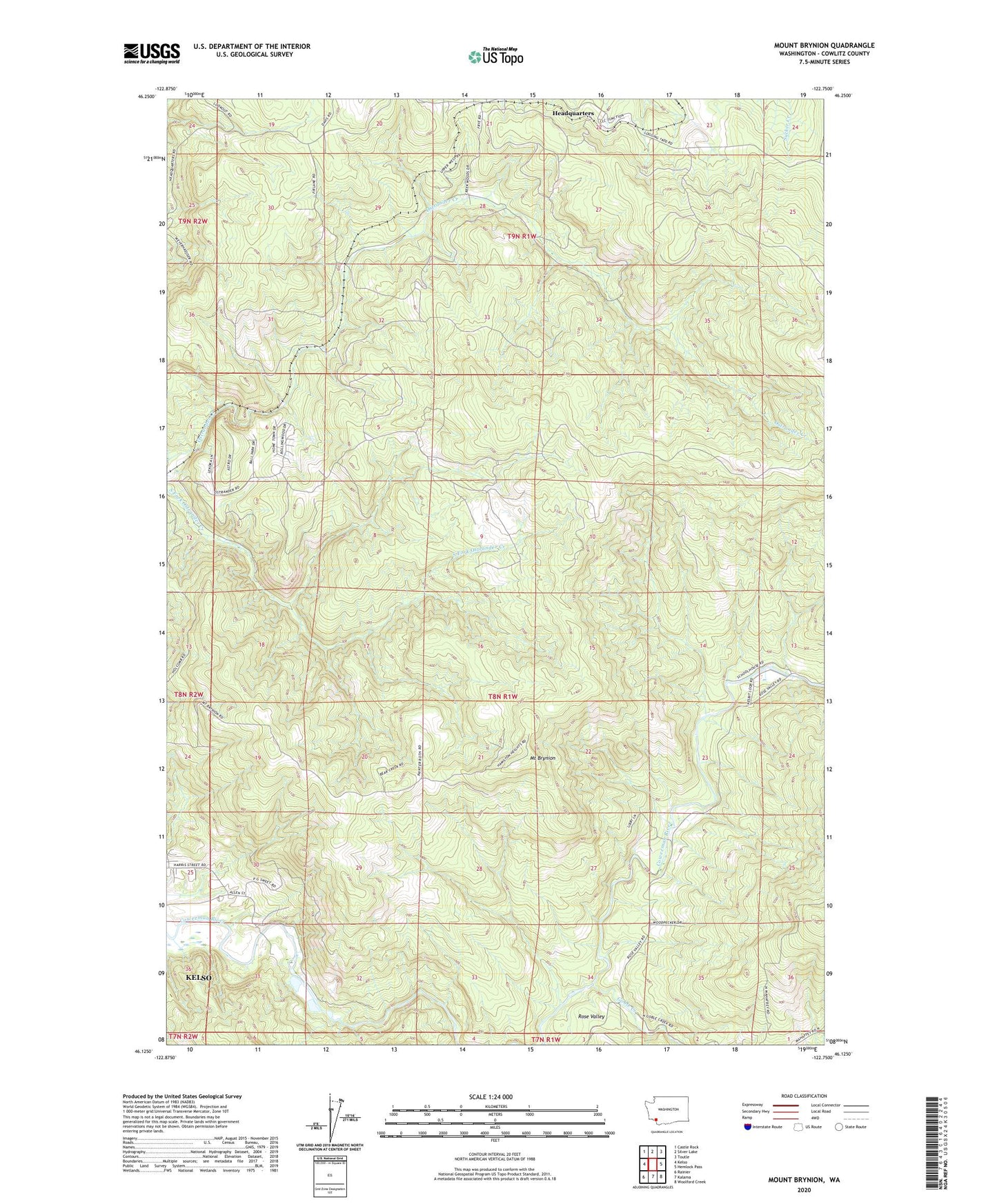 Mount Brynion Washington US Topo Map Image