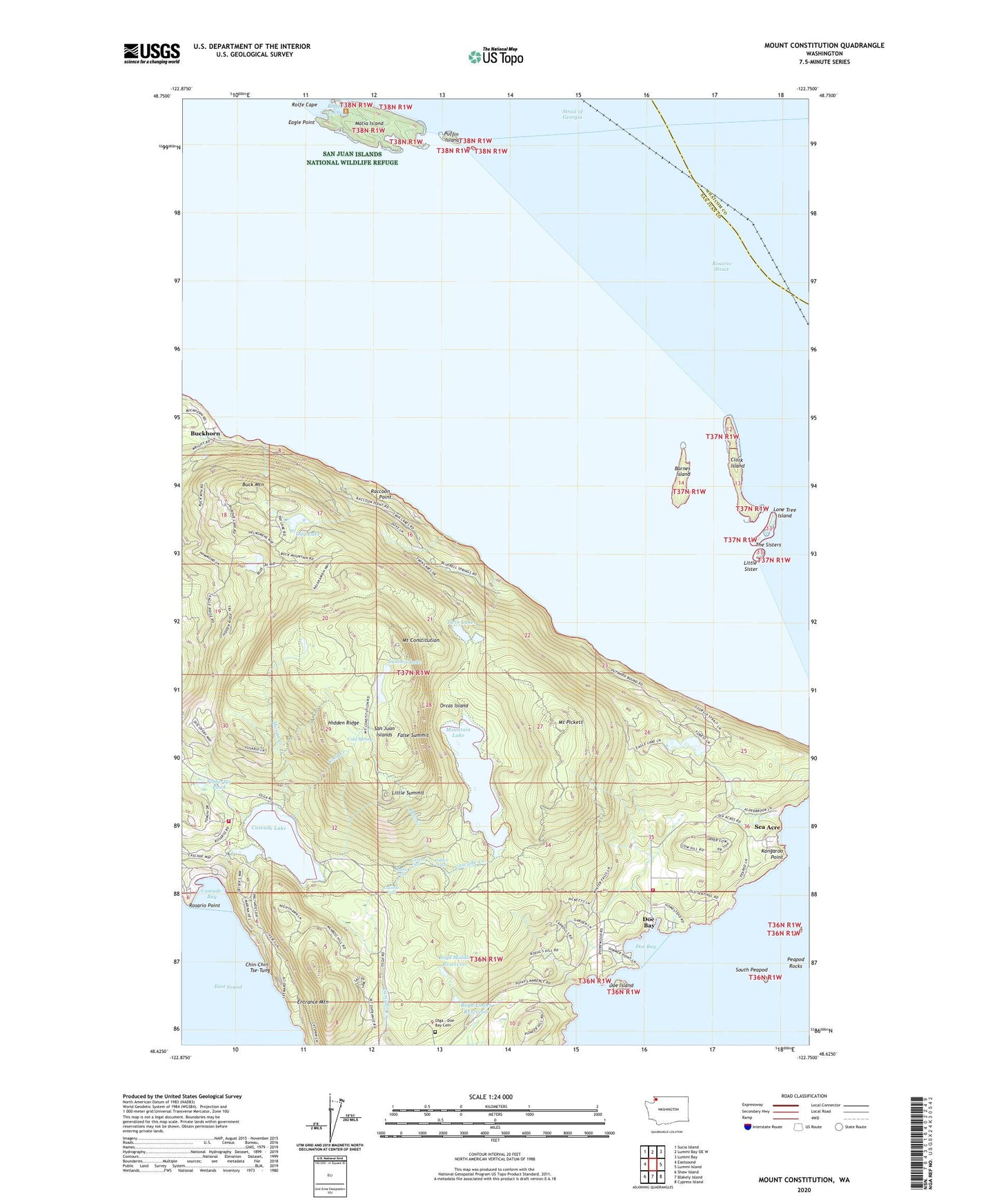 Mount Constitution Washington US Topo Map Image