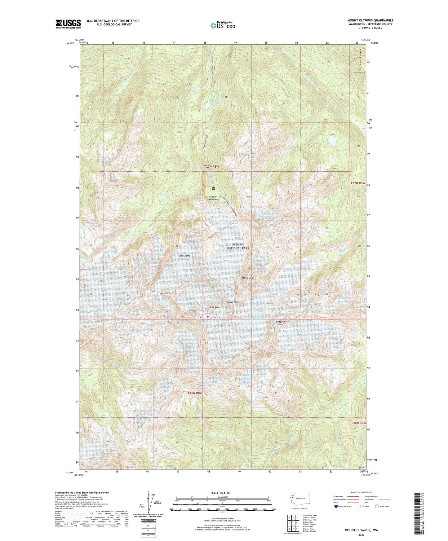 Mount Olympus Washington US Topo Map Image
