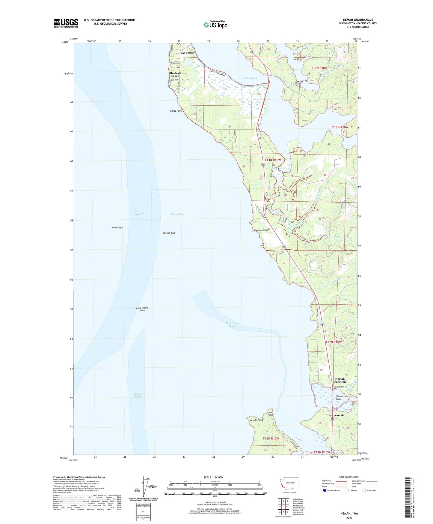 Nemah Washington US Topo Map Image