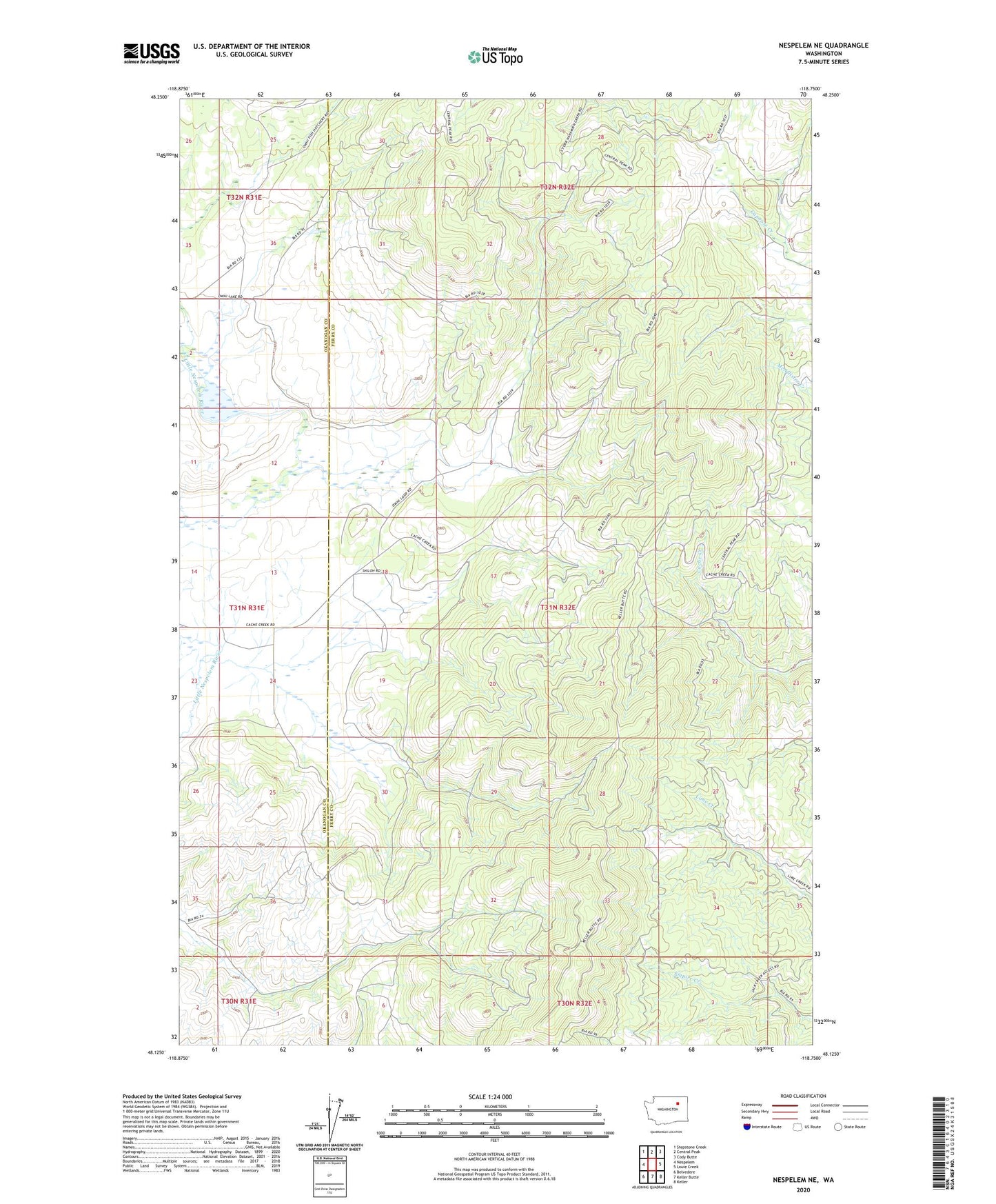 Nespelem NE Washington US Topo Map Image