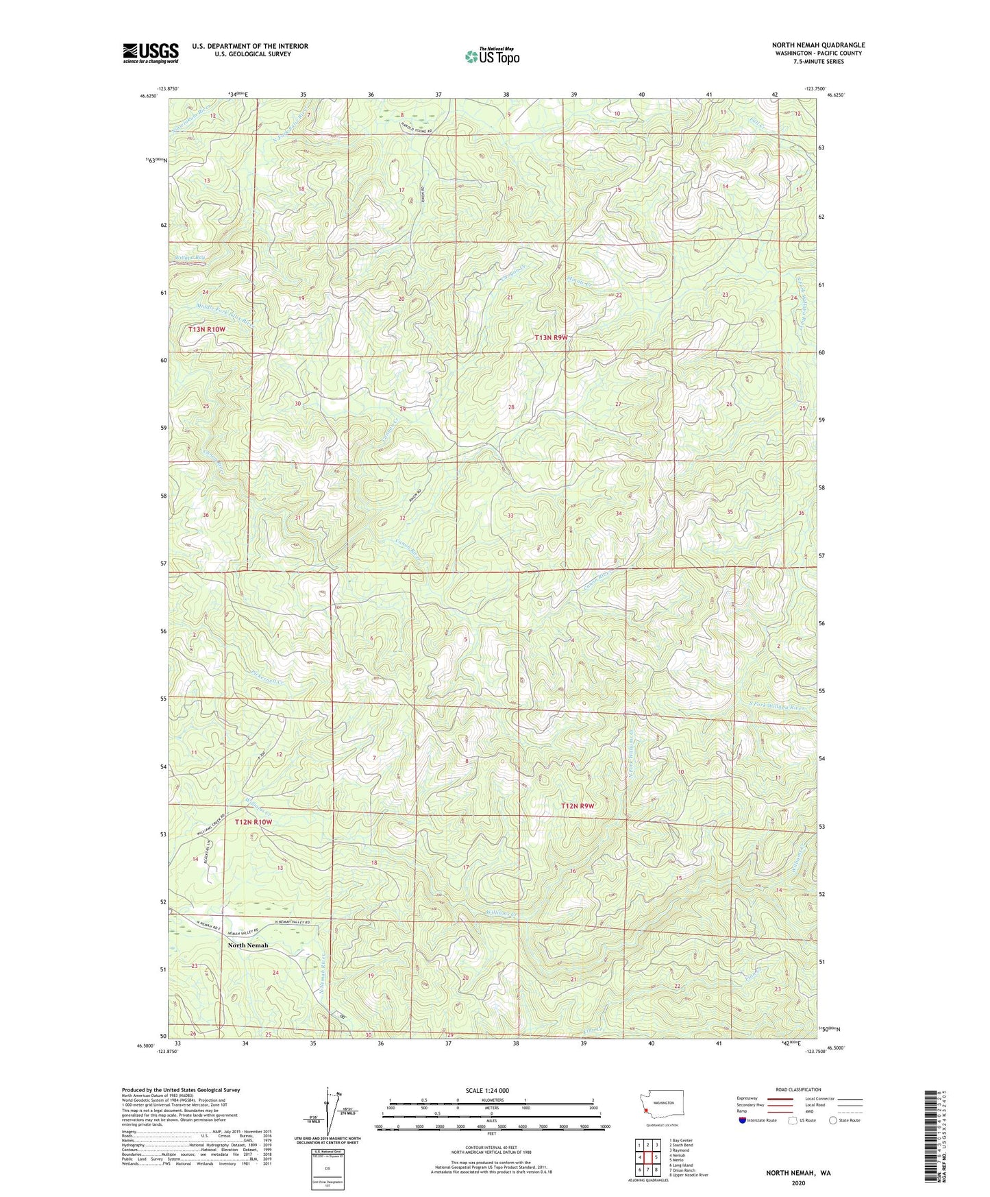 North Nemah Washington US Topo Map Image
