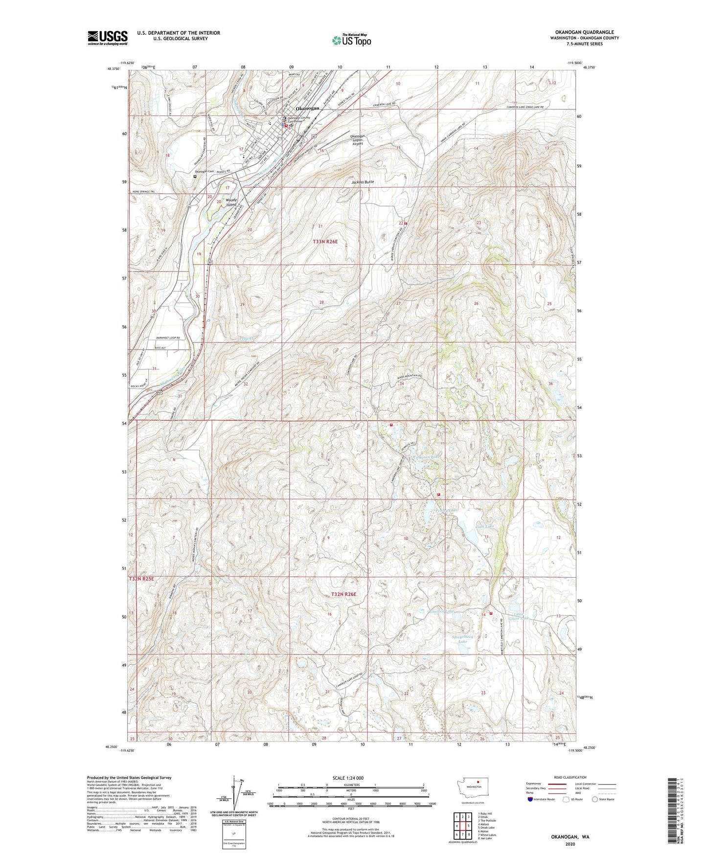Okanogan Washington US Topo Map Image