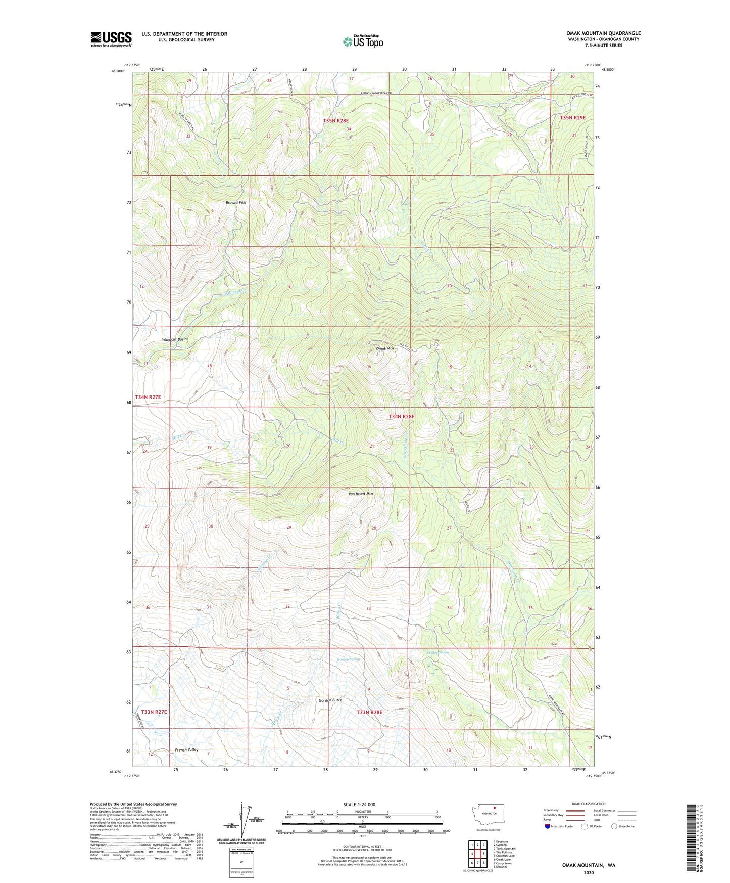 Omak Mountain Washington US Topo Map Image