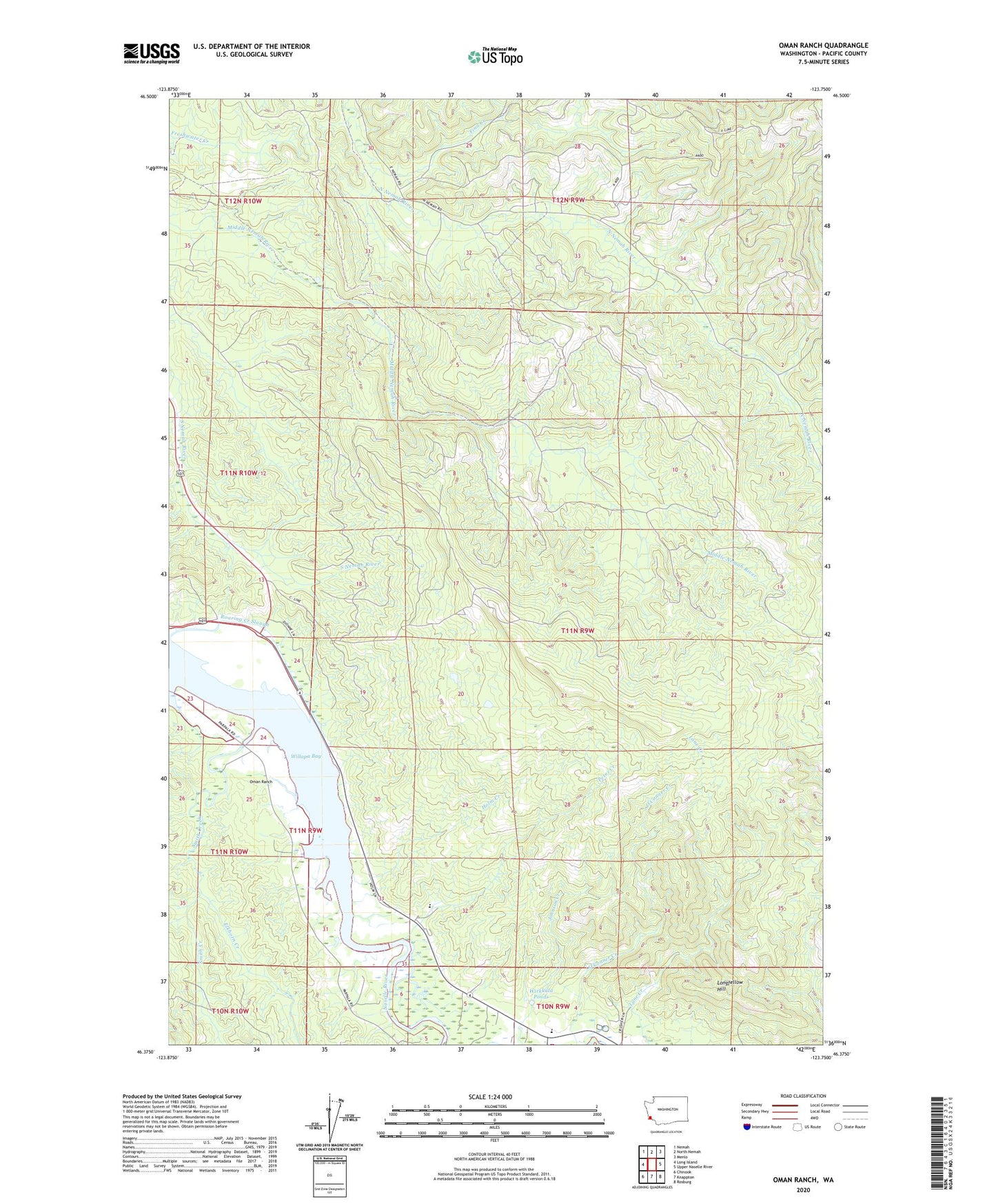 Oman Ranch Washington US Topo Map Image