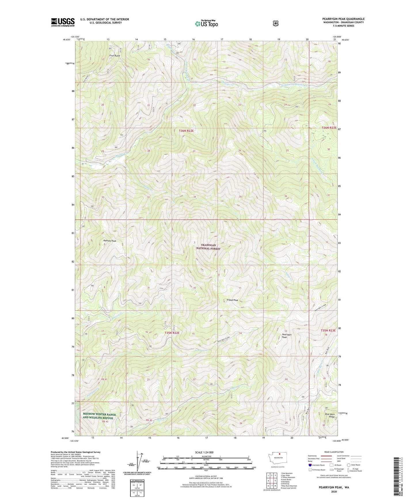 Pearrygin Peak Washington US Topo Map Image