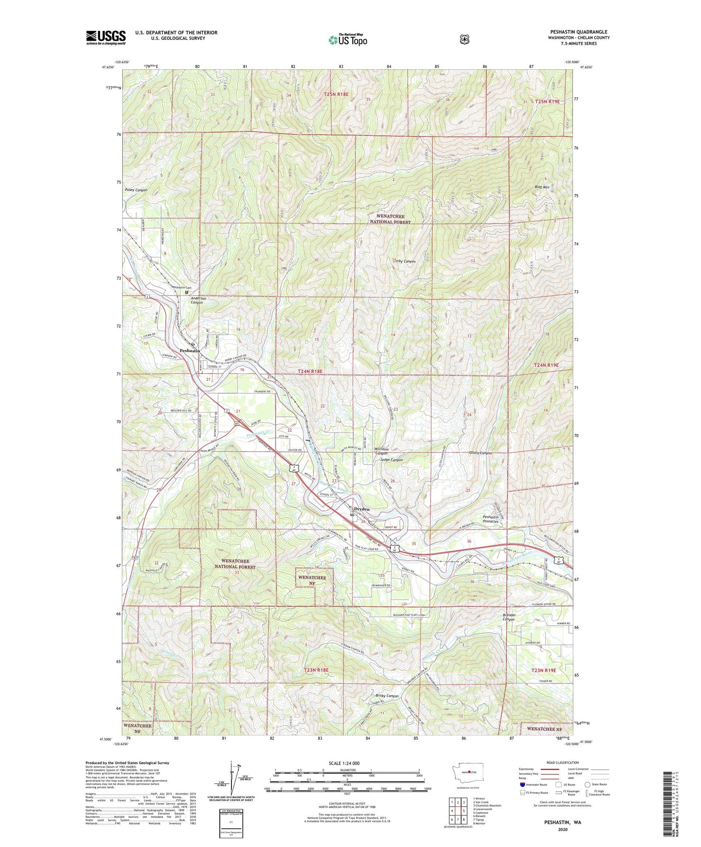 Peshastin Washington US Topo Map Image