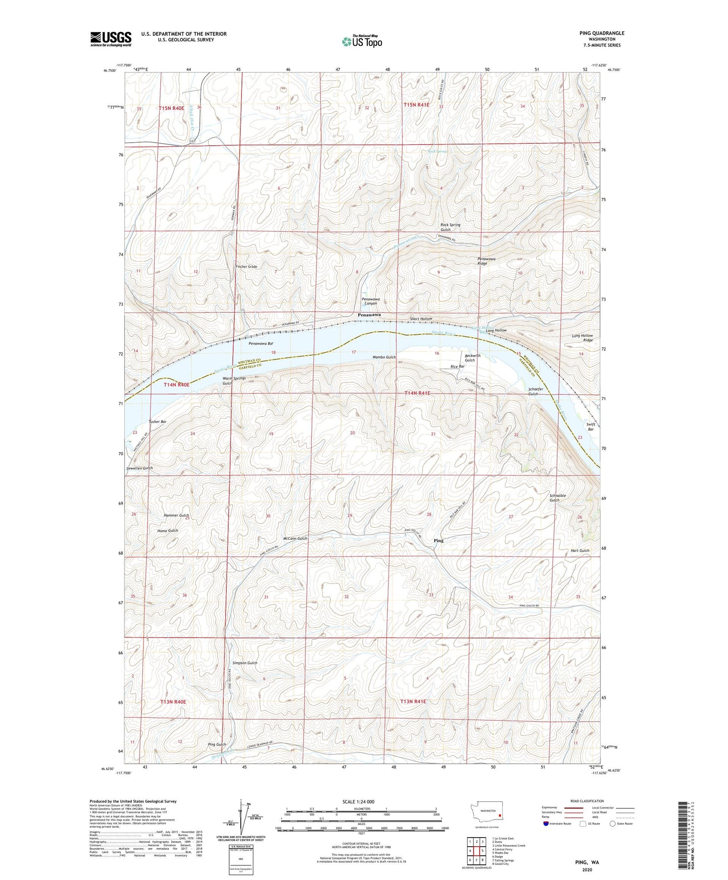 Ping Washington US Topo Map Image