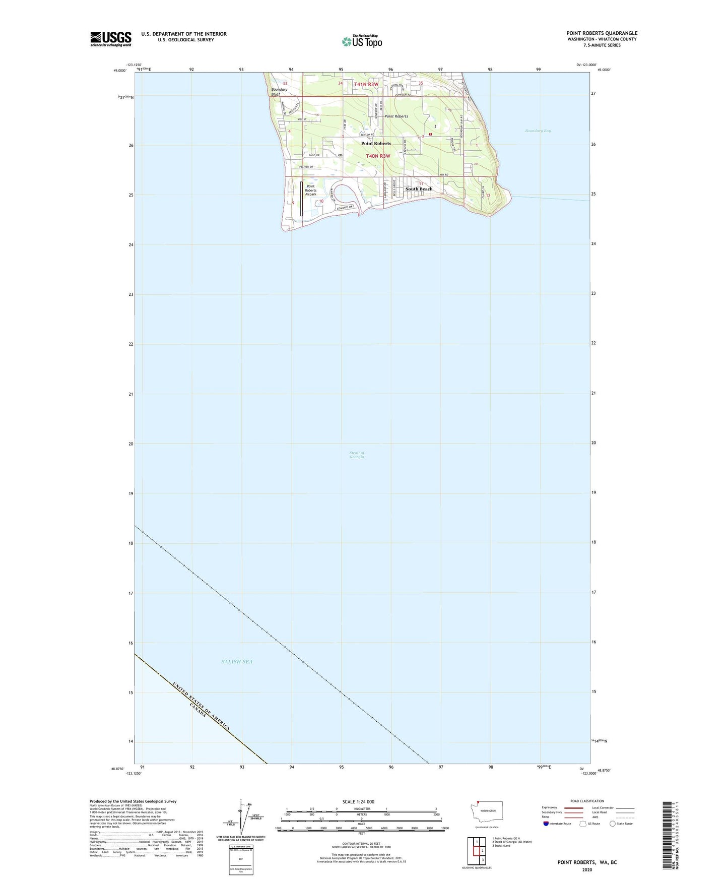 Point Roberts Washington US Topo Map Image