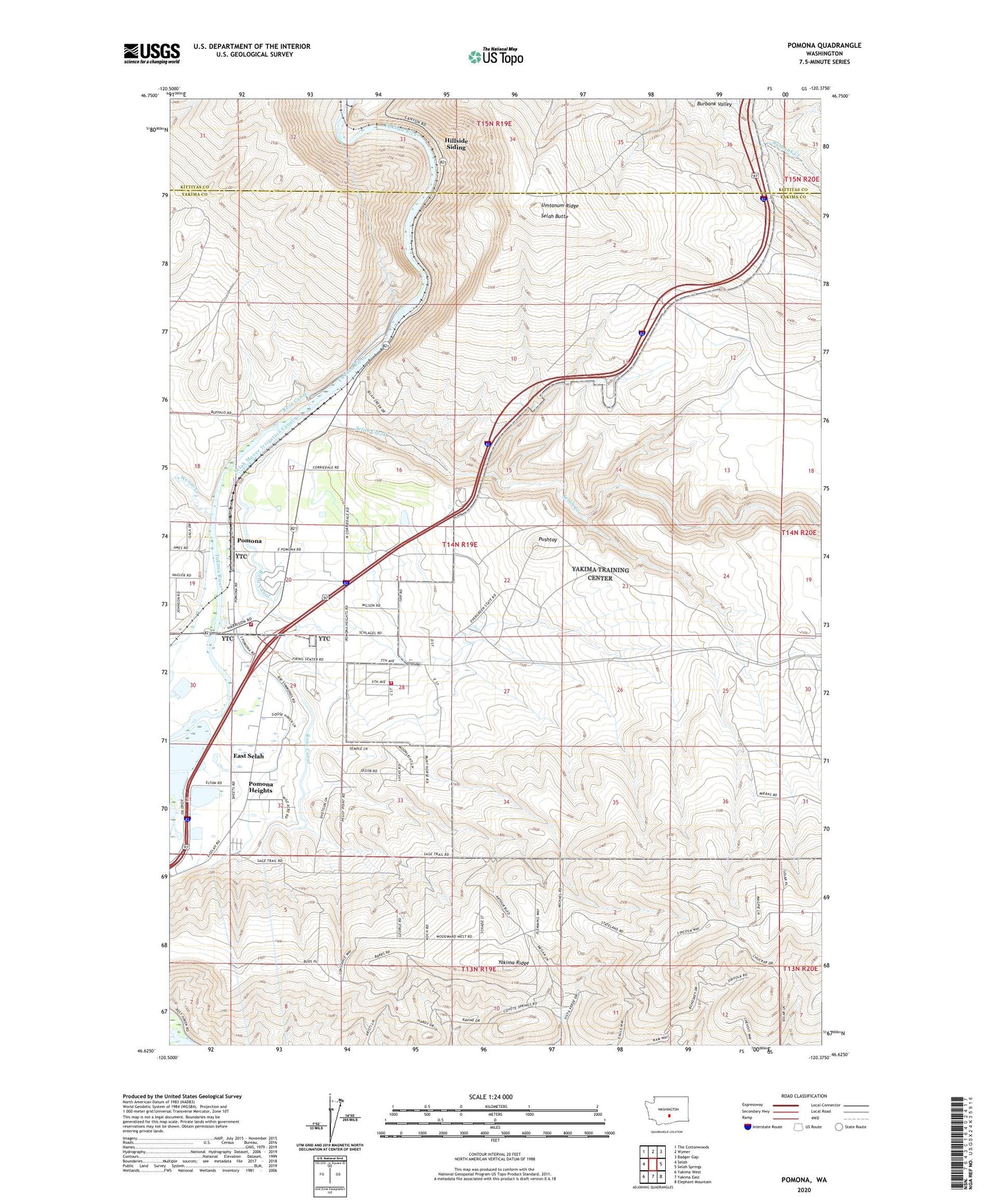 Pomona Washington US Topo Map Image