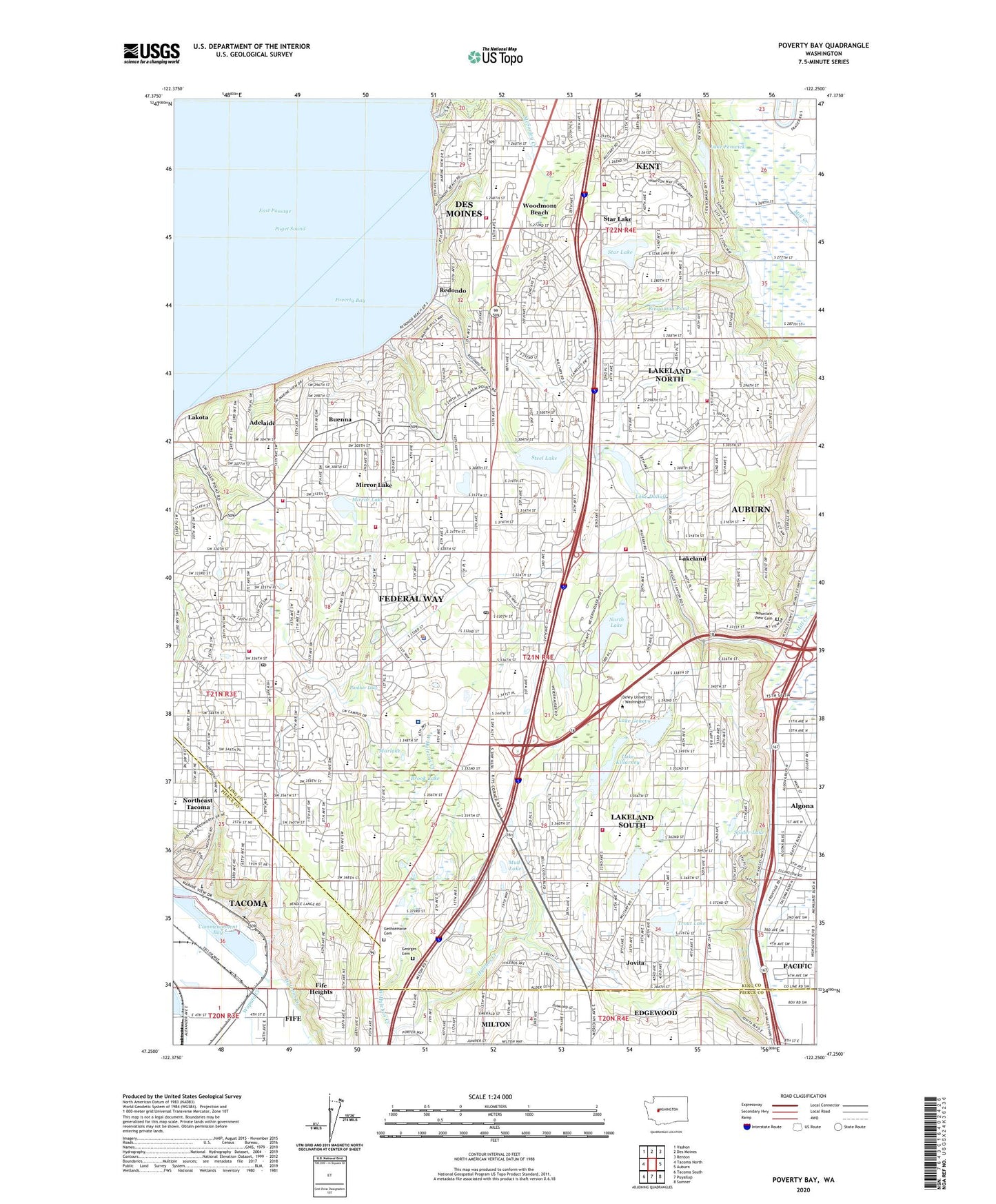 Poverty Bay Washington US Topo Map Image