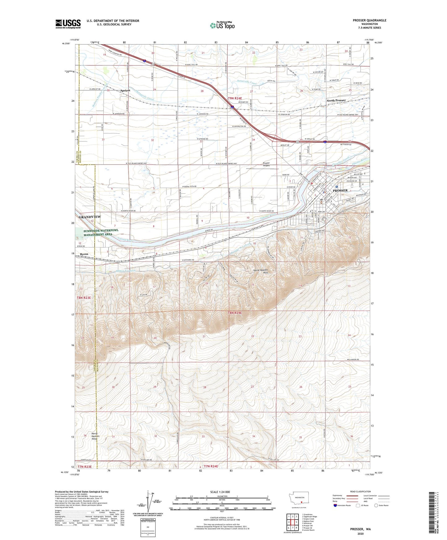 Prosser Washington US Topo Map Image