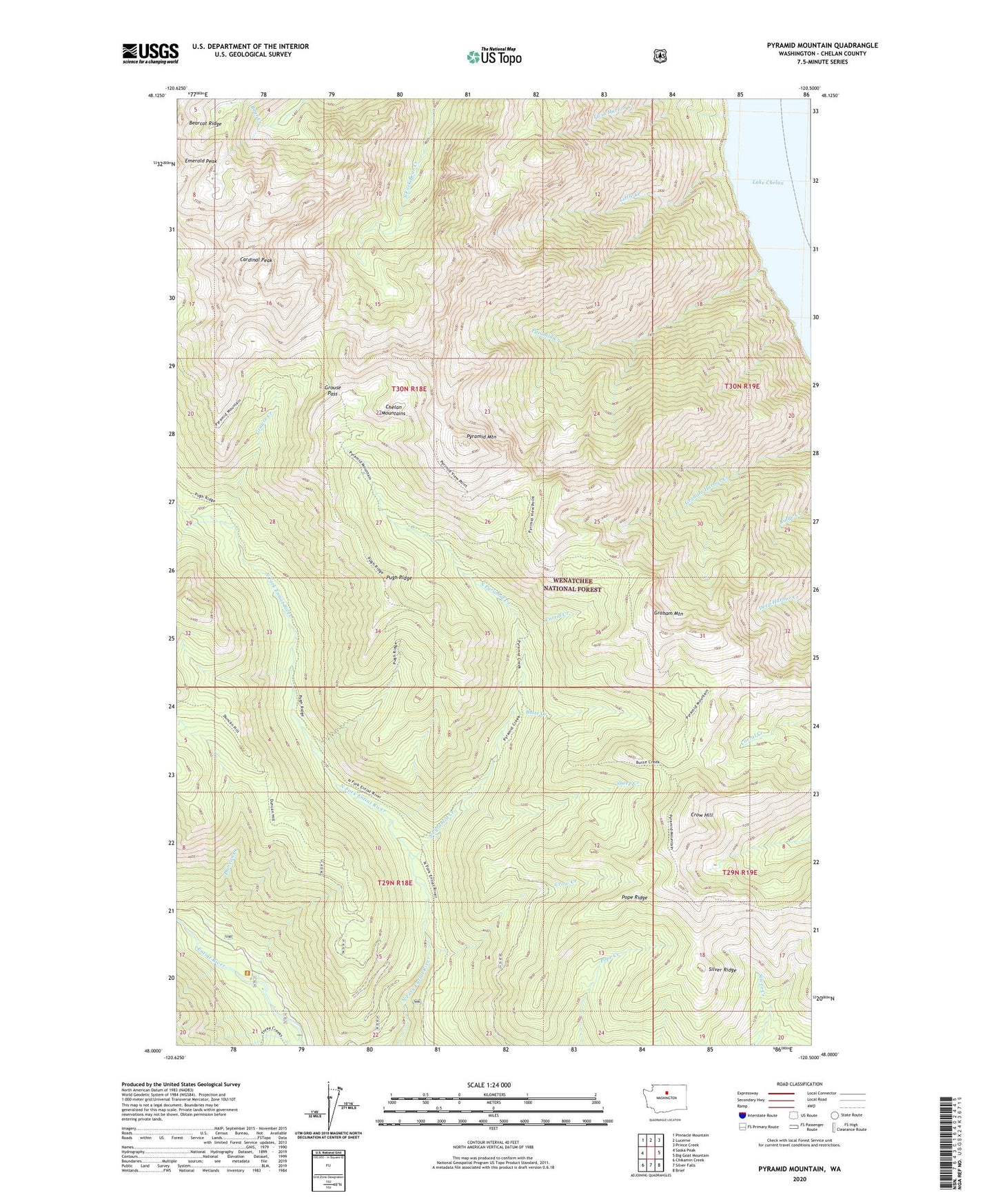 Pyramid Mountain Washington US Topo Map Image