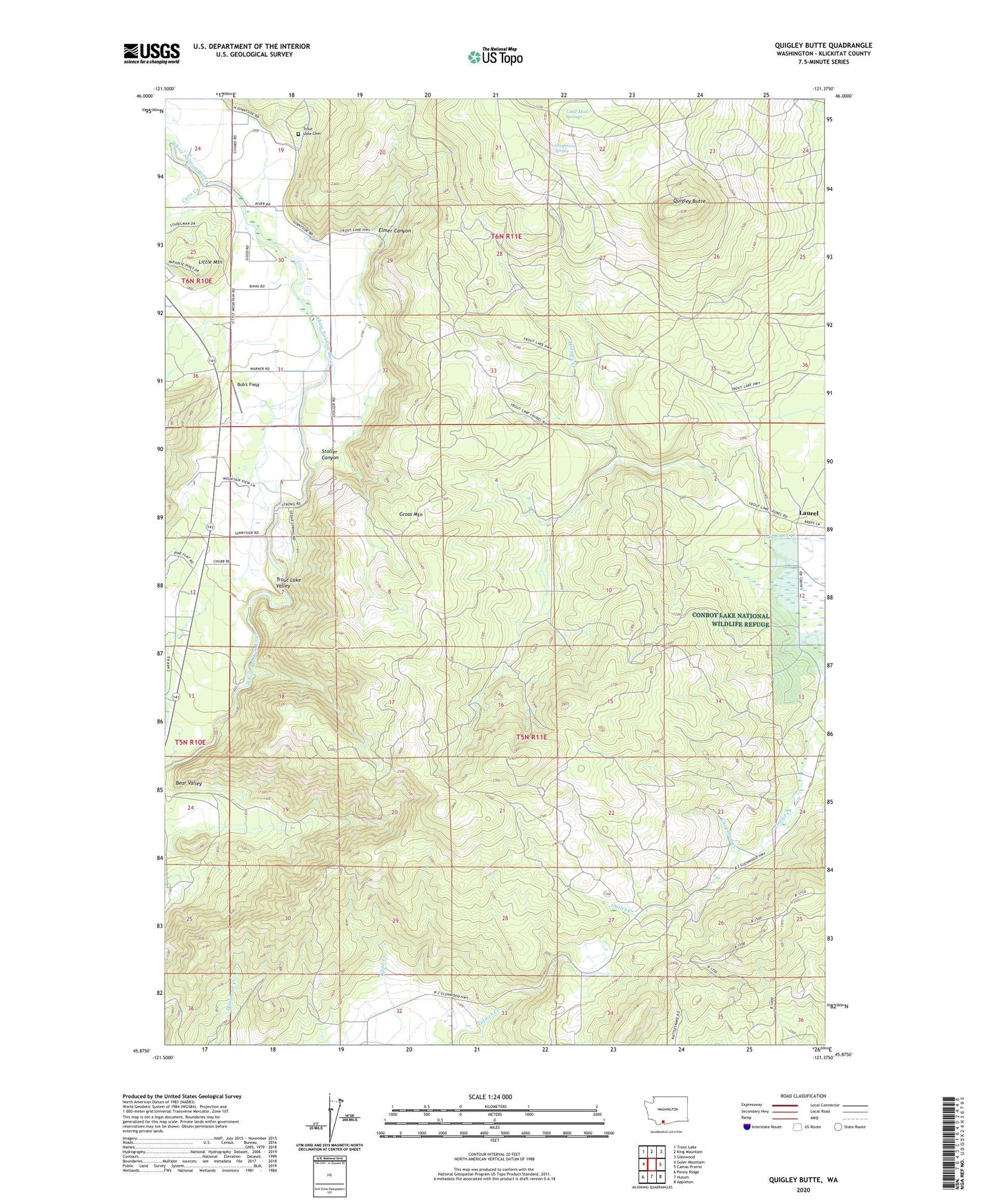 Quigley Butte Washington US Topo Map Image
